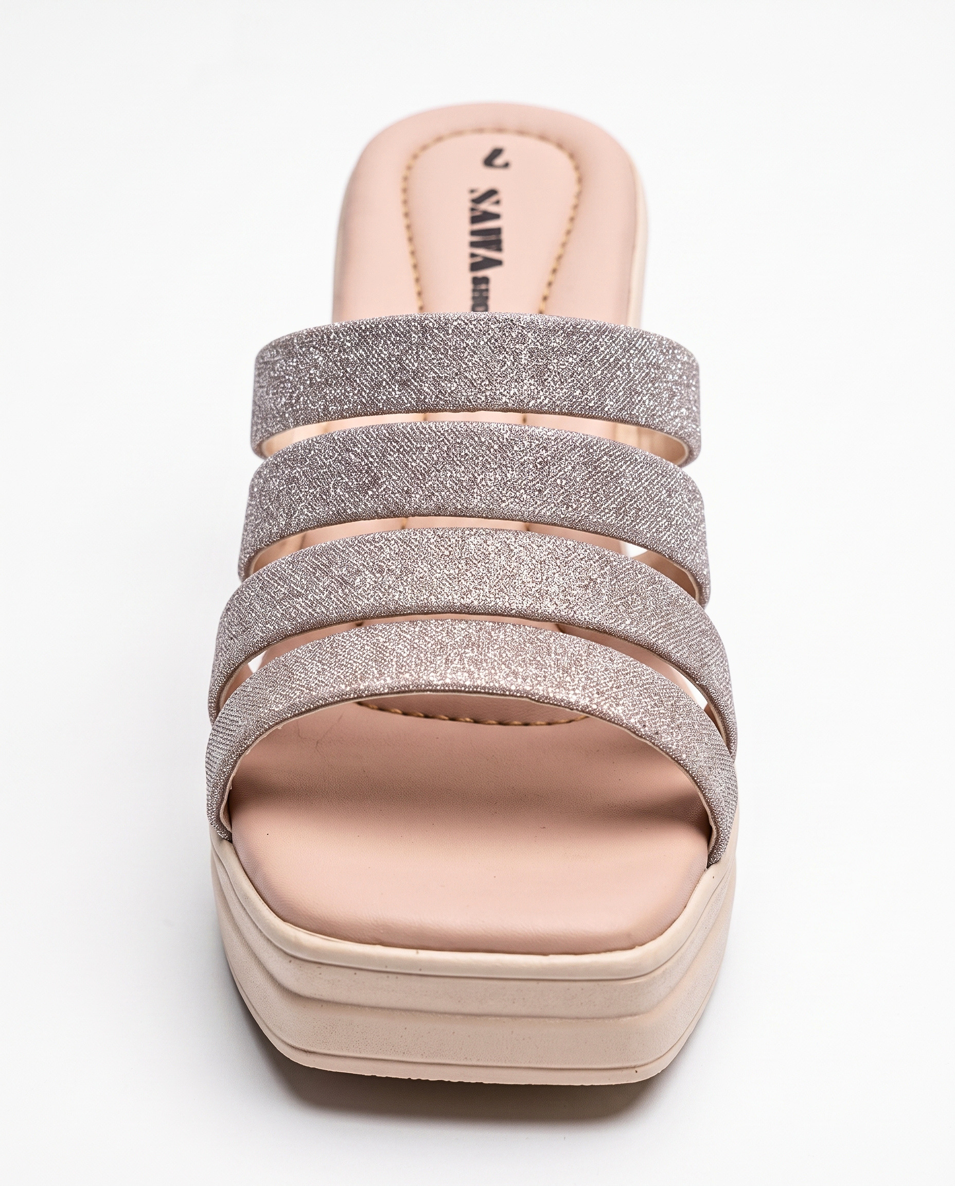 Silver Sparkle Block Heels B-10