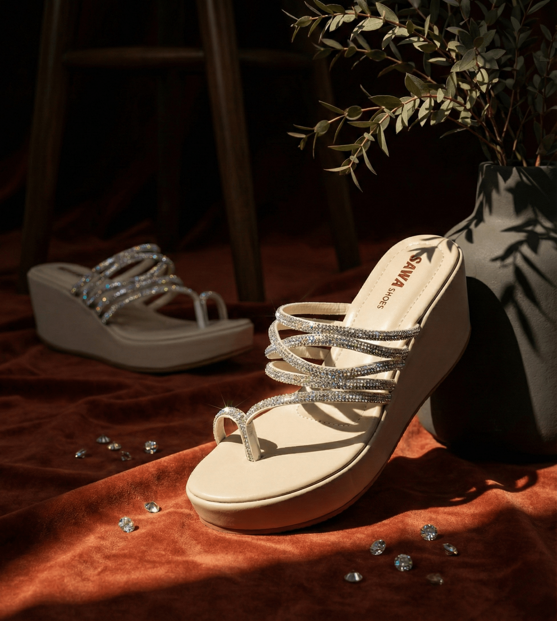 SPARKLING WEDGE KOLHAPURIS 726 F - Sawa.pkWomen footwear shoes affordable