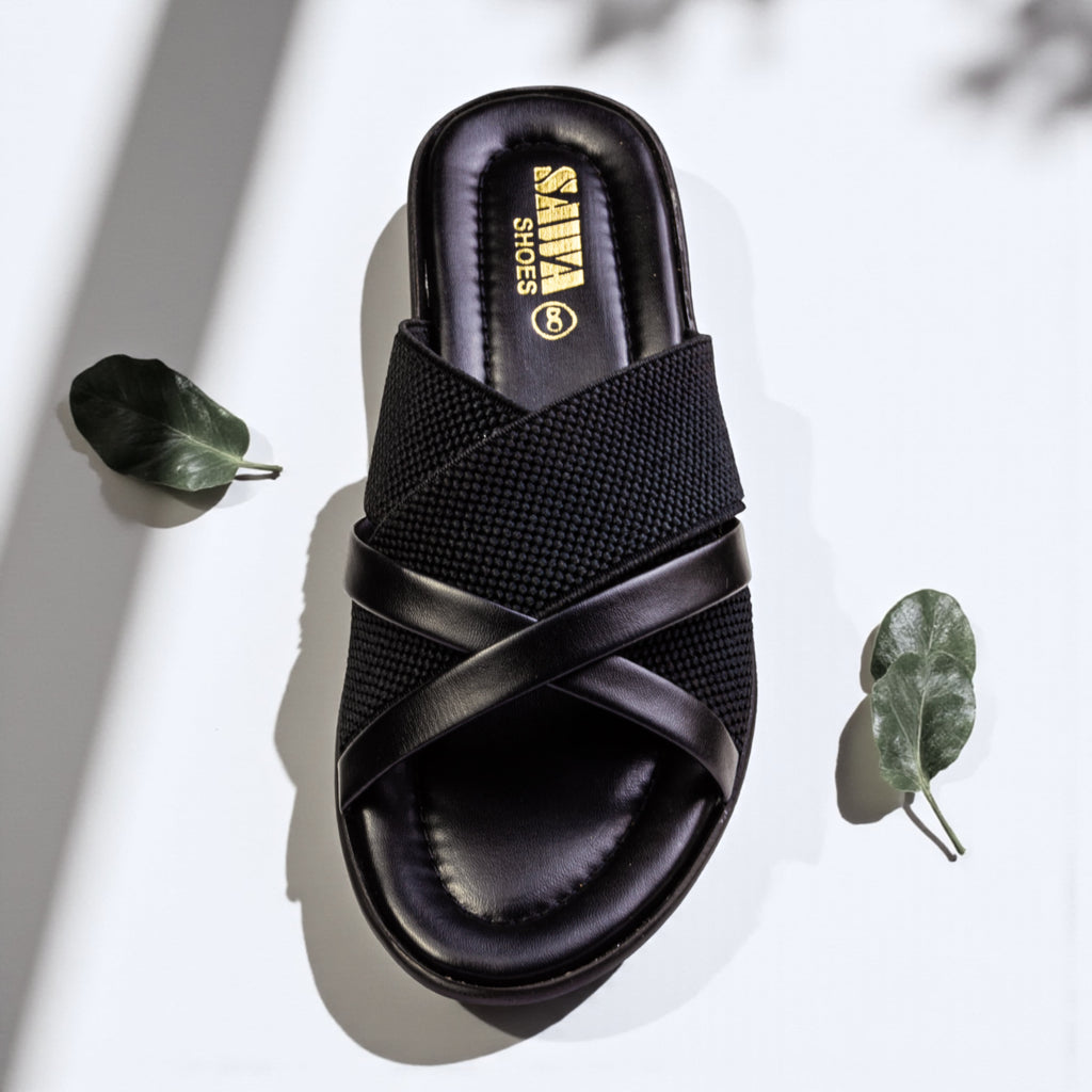 BLACK CASUAL SLIPPERS 459 Bk