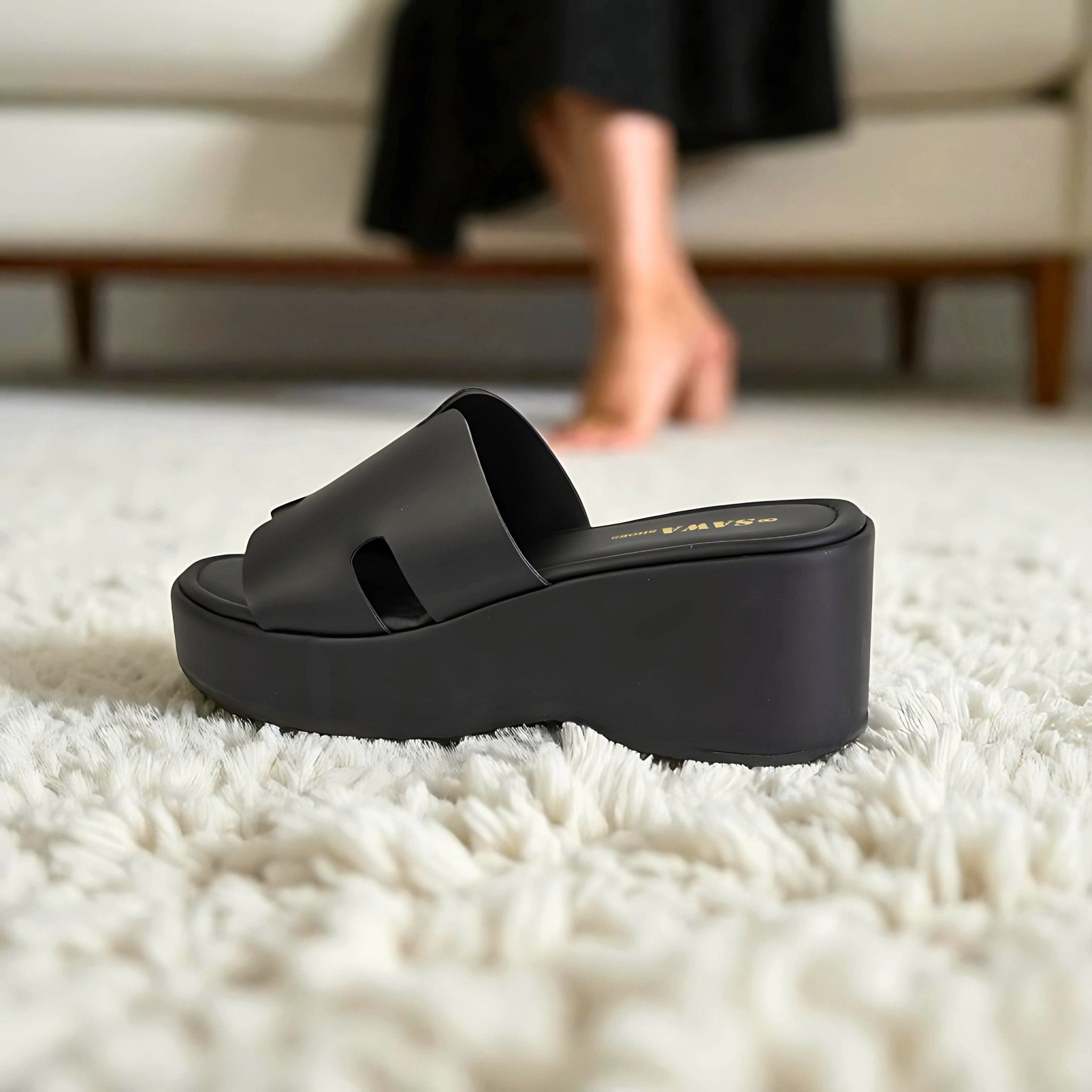 BLACK CASUSAL WEDGES 705 BK - Sawa.pkWomen footwear shoes affordable
