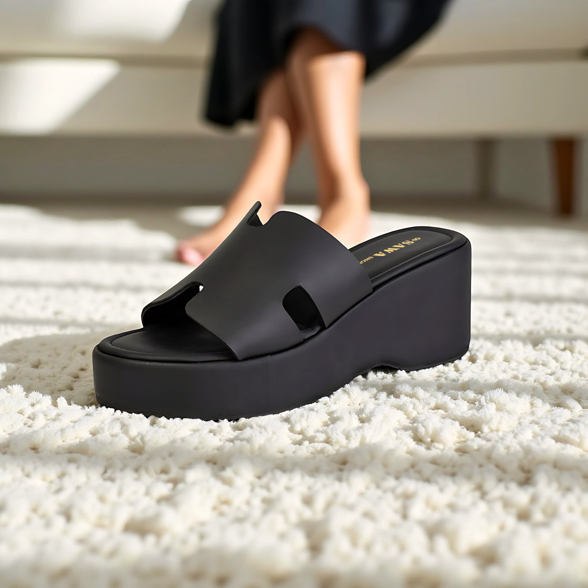 BLACK CASUSAL WEDGES 705 BK