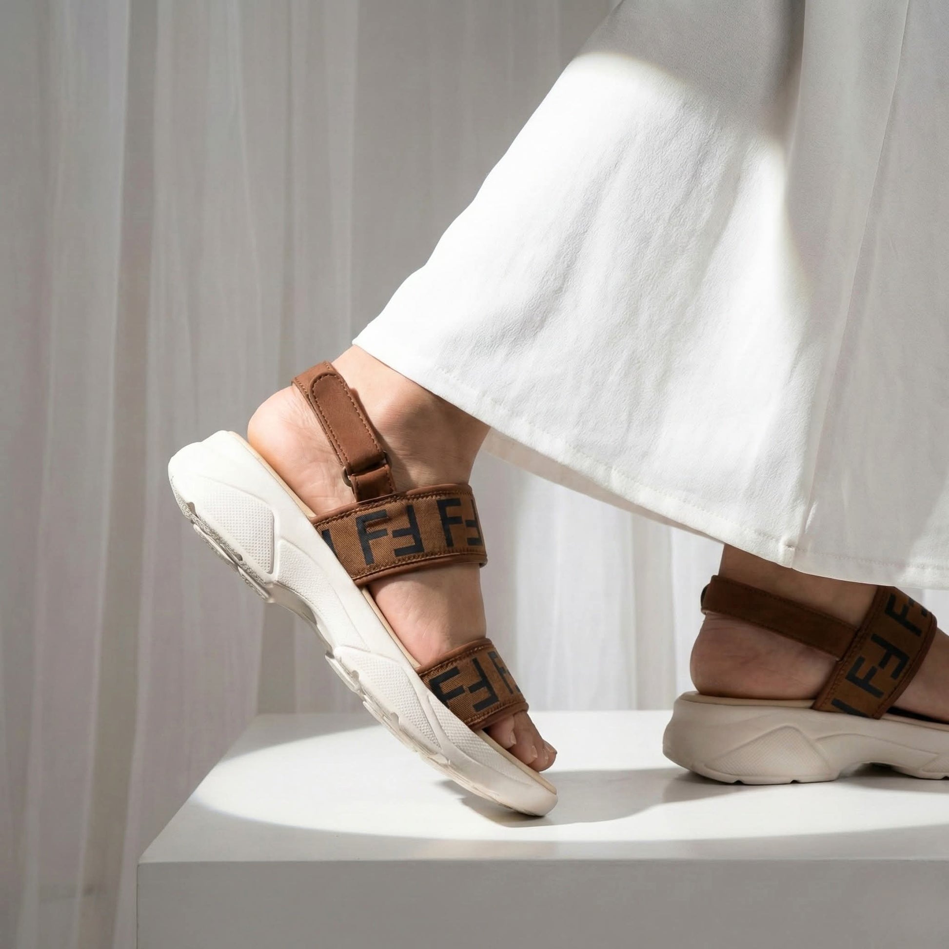 Chunky Monogram Strappy Sandals 477 F