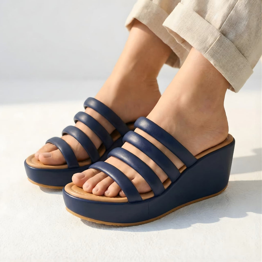 NAVY PADDED WEDGES 728 BL