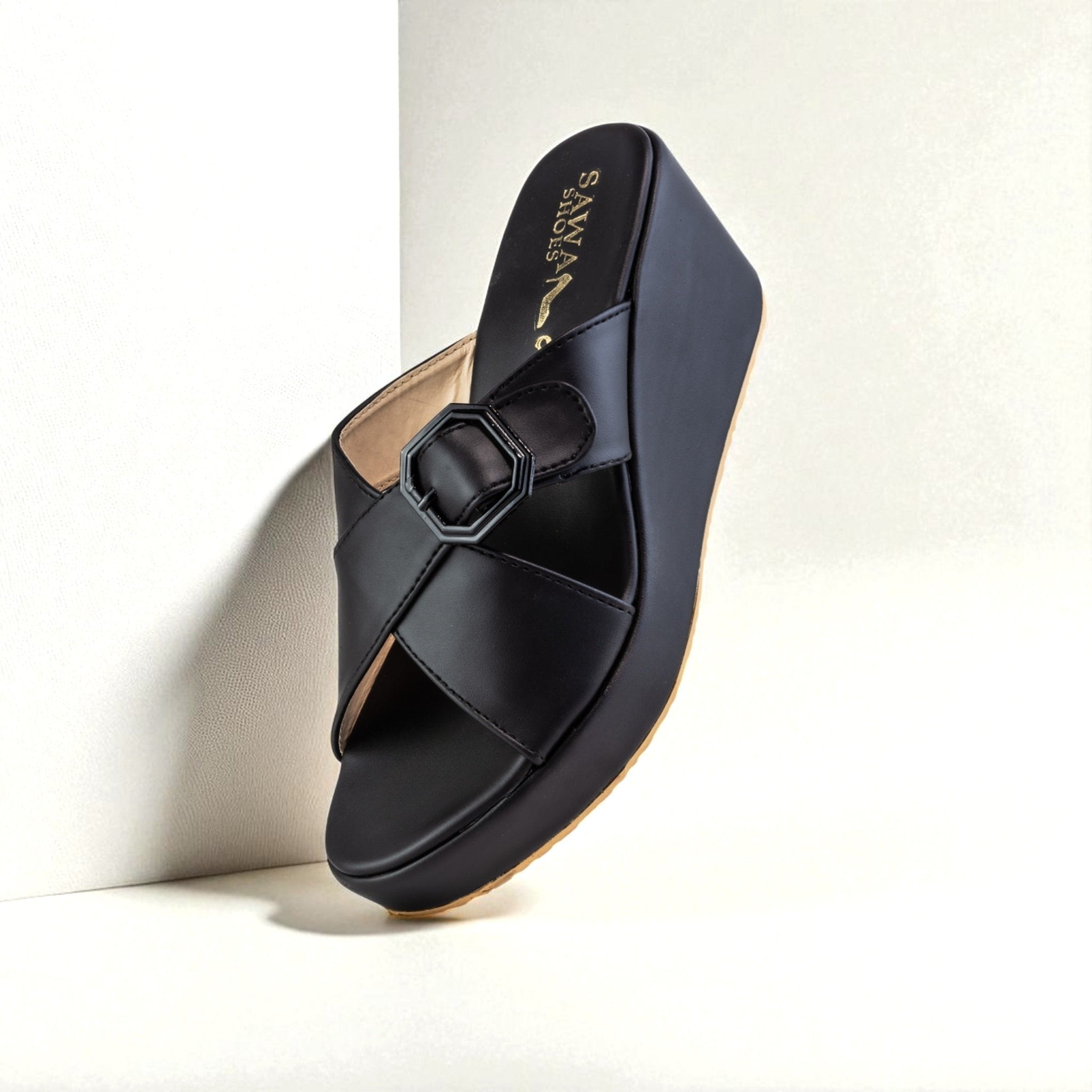 BLACK CASUAL WEDGES 738 BK - Sawa.pkWomen footwear shoes affordable