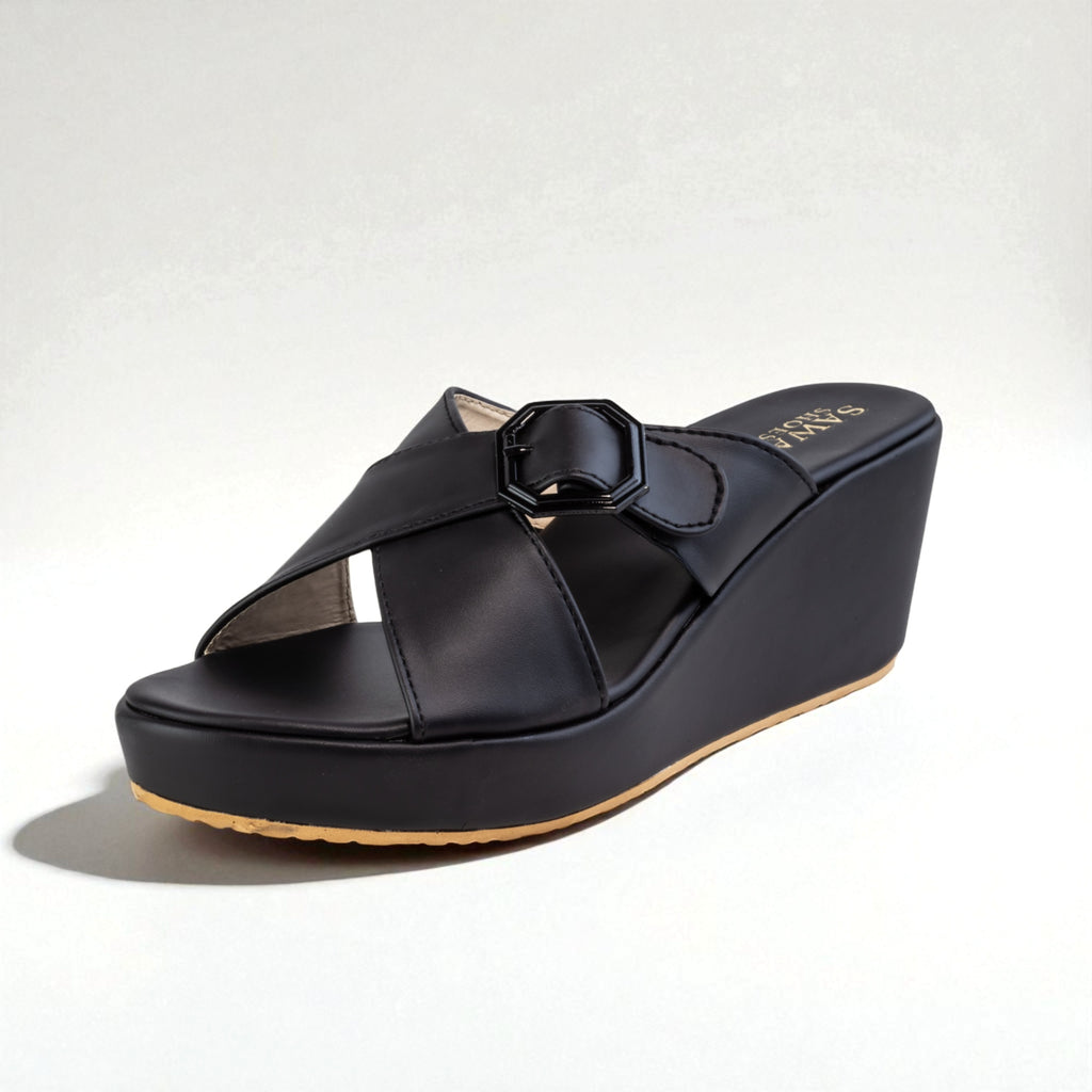 BLACK CASUAL WEDGES 738 BK