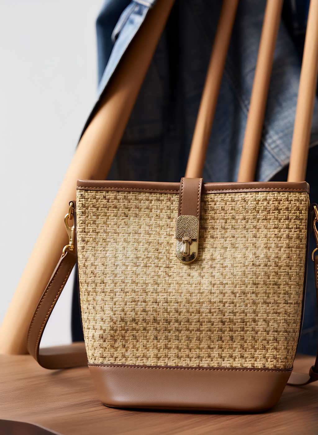 ART17-BR Summer Straw Crossbody Bag