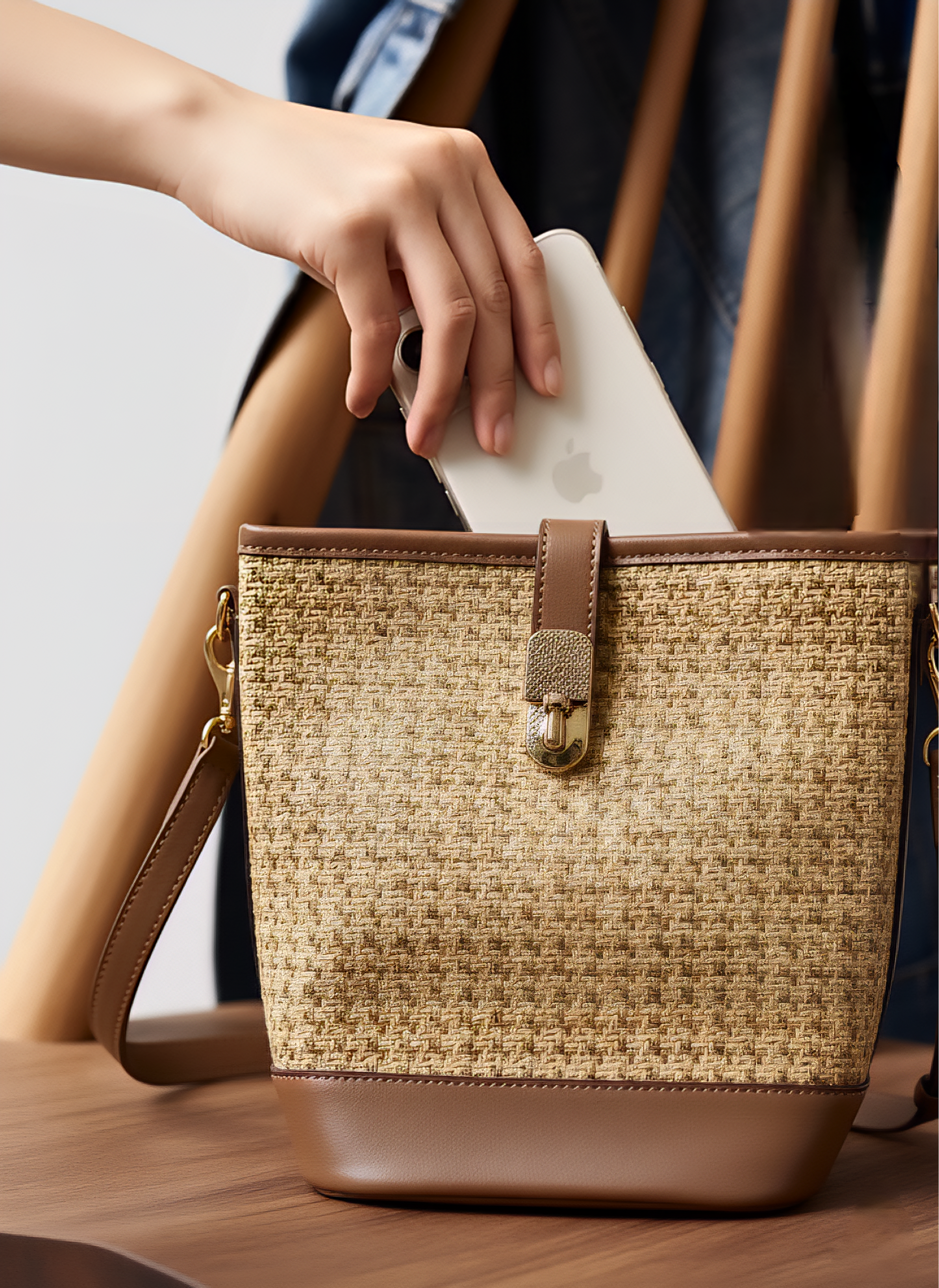 ART17-BR Summer Straw Crossbody Bag