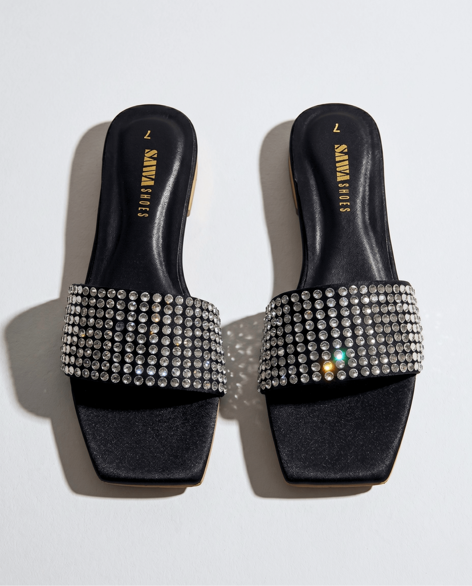 Crystal Embellished Black Slides 316 BK - Sawa.pkWomen footwear shoes affordable
