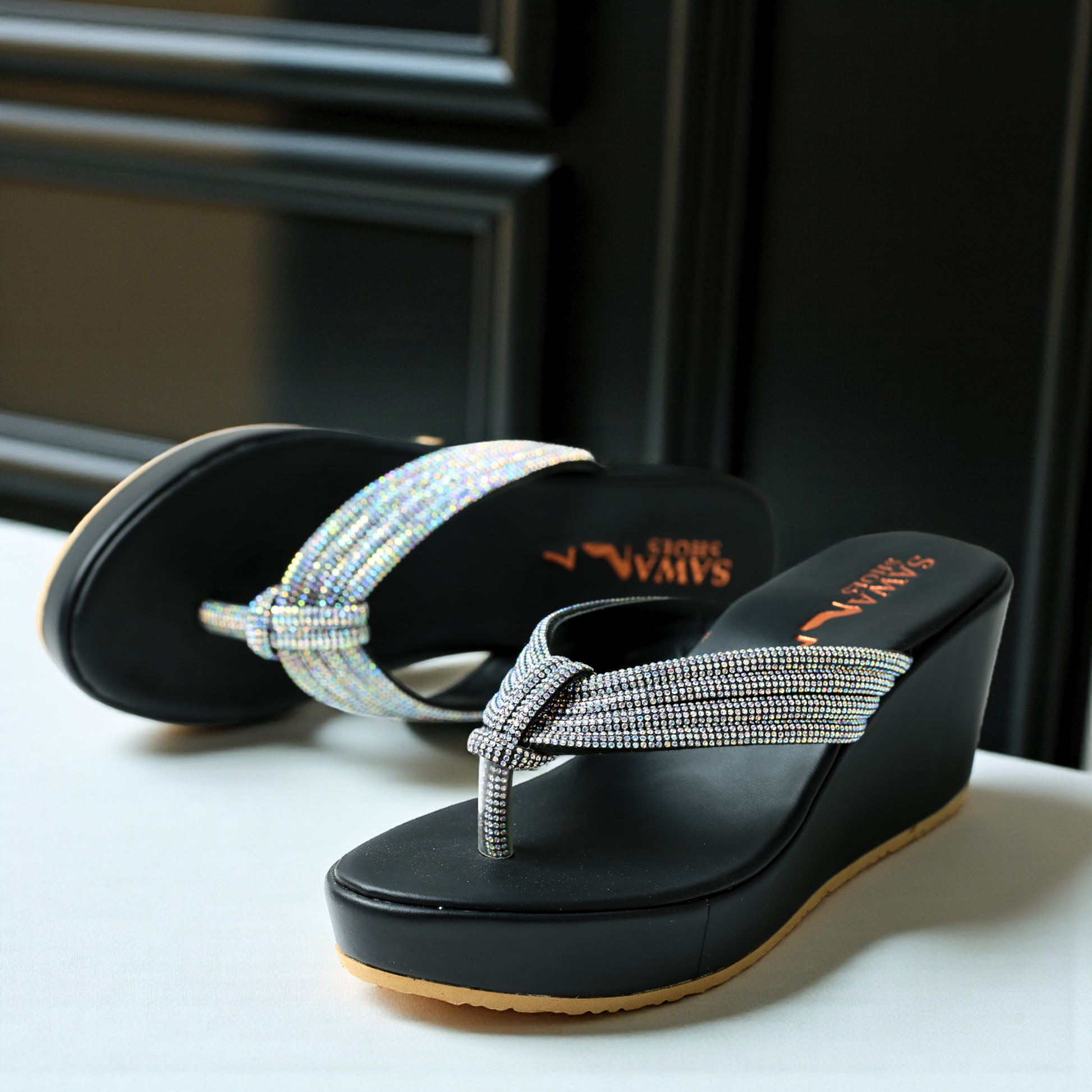 BLACK FORMAL WEDGES 714 BK