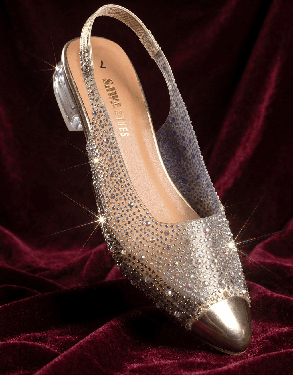 Sparkling Transparent Slingback Heels 644 G - Sawa.pkWomen footwear shoes affordable