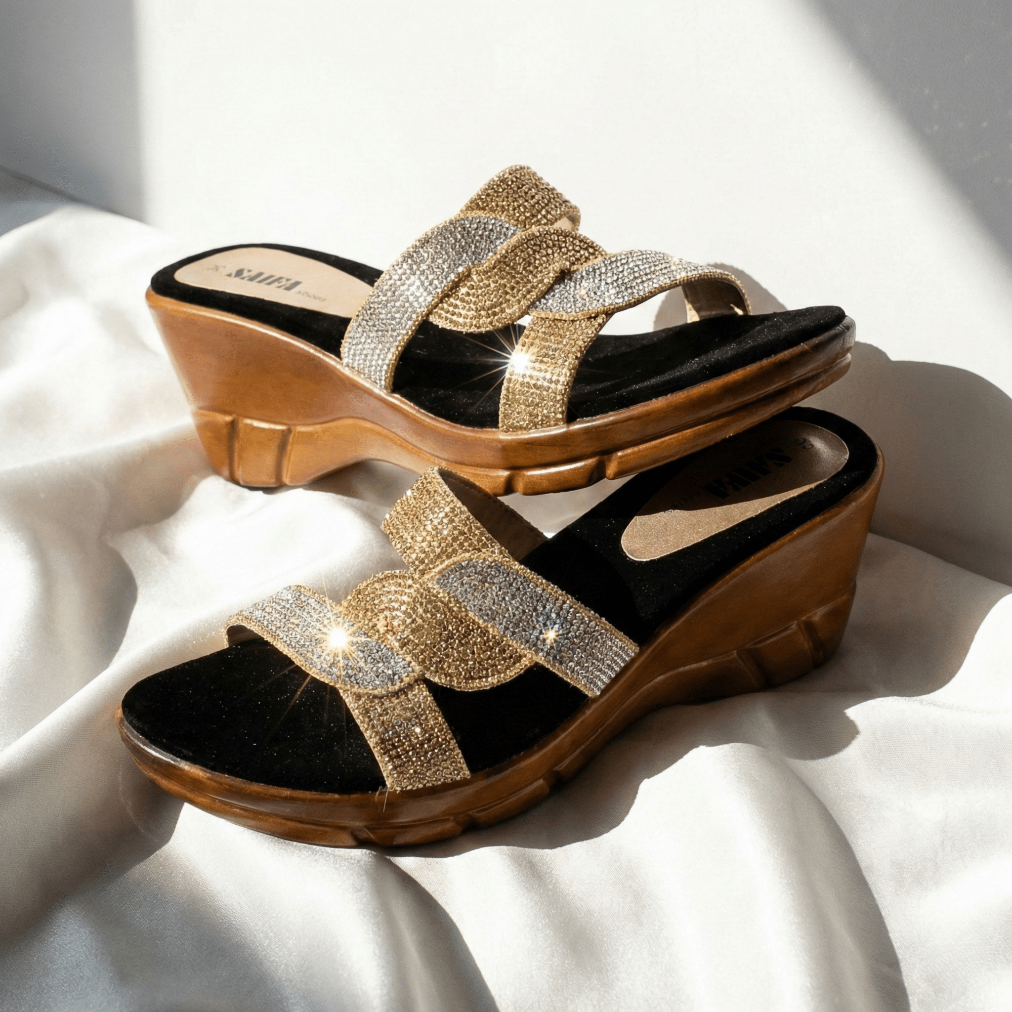 Dual-Tone Glamour Heels 441 G - Sawa.pkWomen footwear shoes affordable