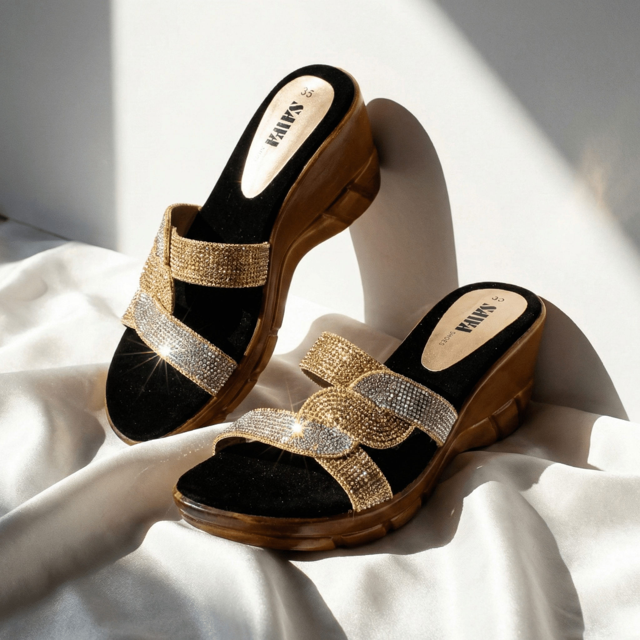 Dual-Tone Glamour Heels 441 G - Sawa.pkWomen footwear shoes affordable