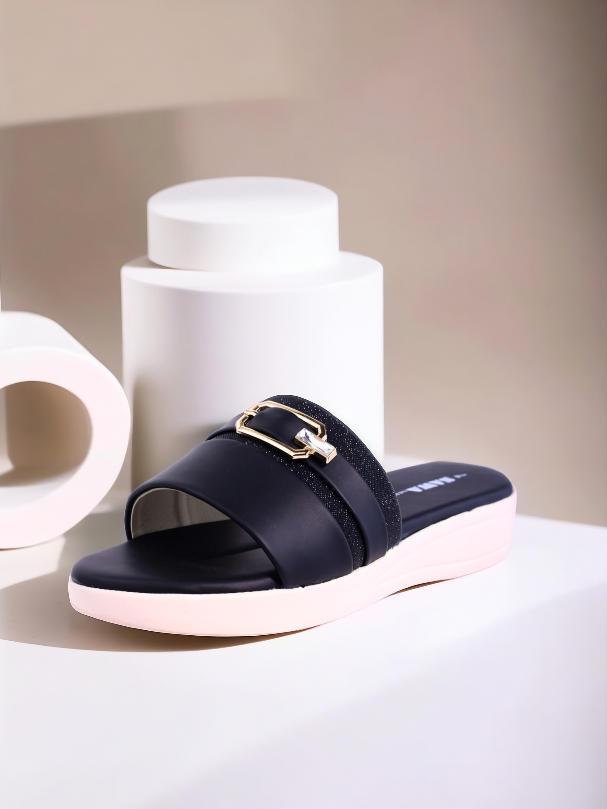 BLACK FLAT SLIPPERS 646 BK