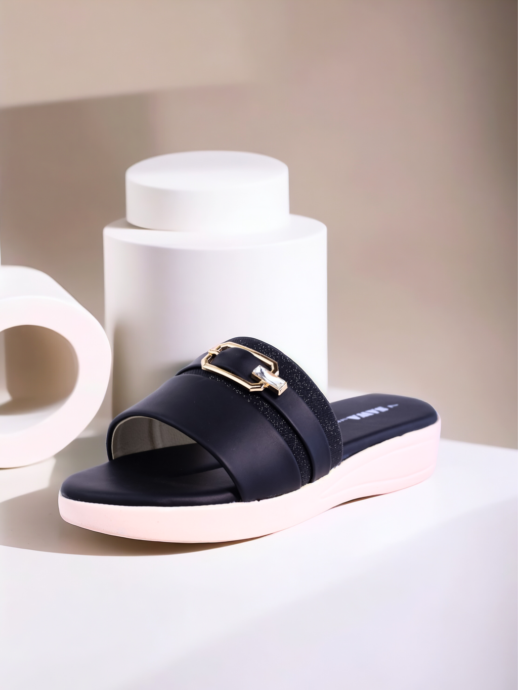 BLACK FLAT SLIPPERS 646 BK