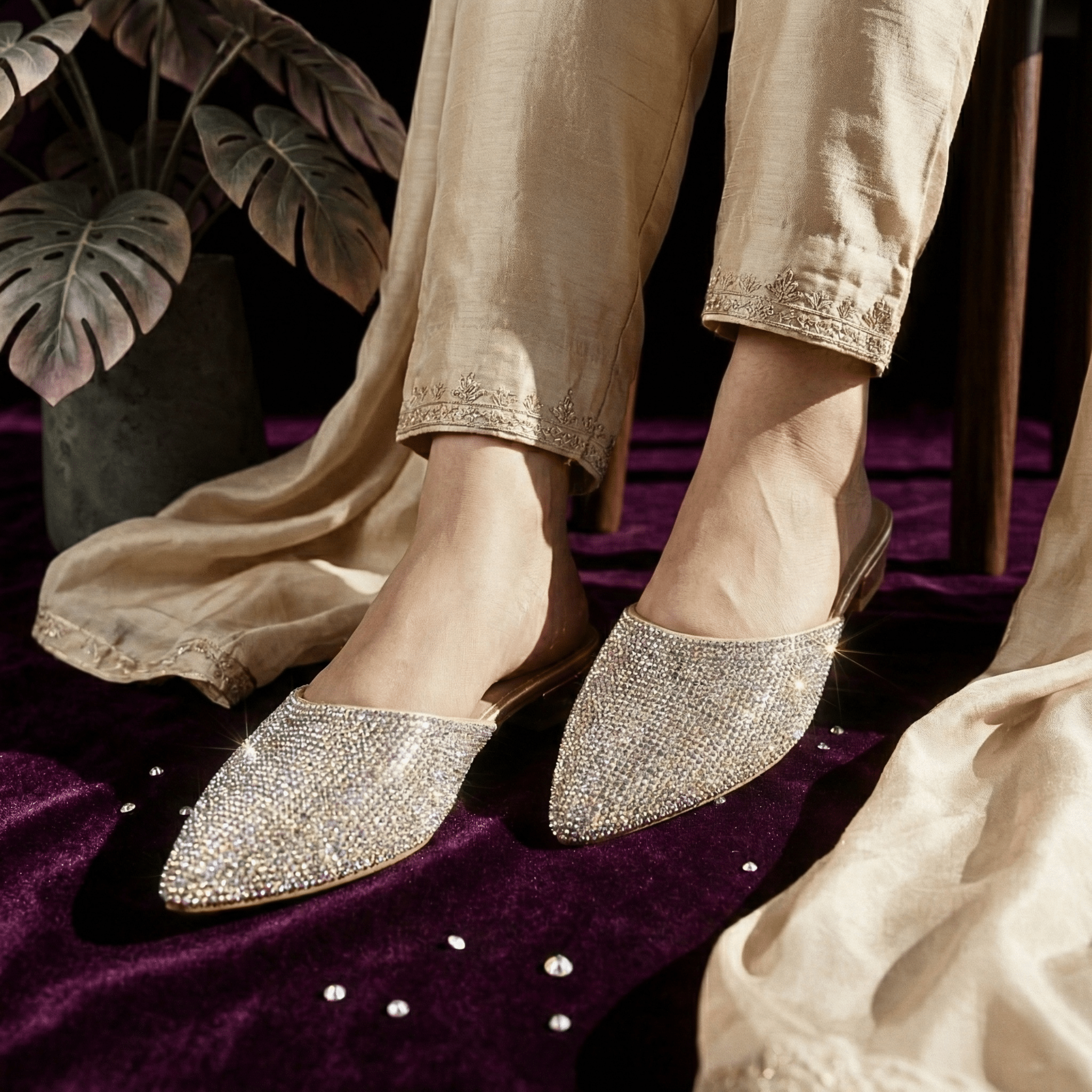 Starry Crystal Mules 511 G - Sawa.pkWomen footwear shoes affordable