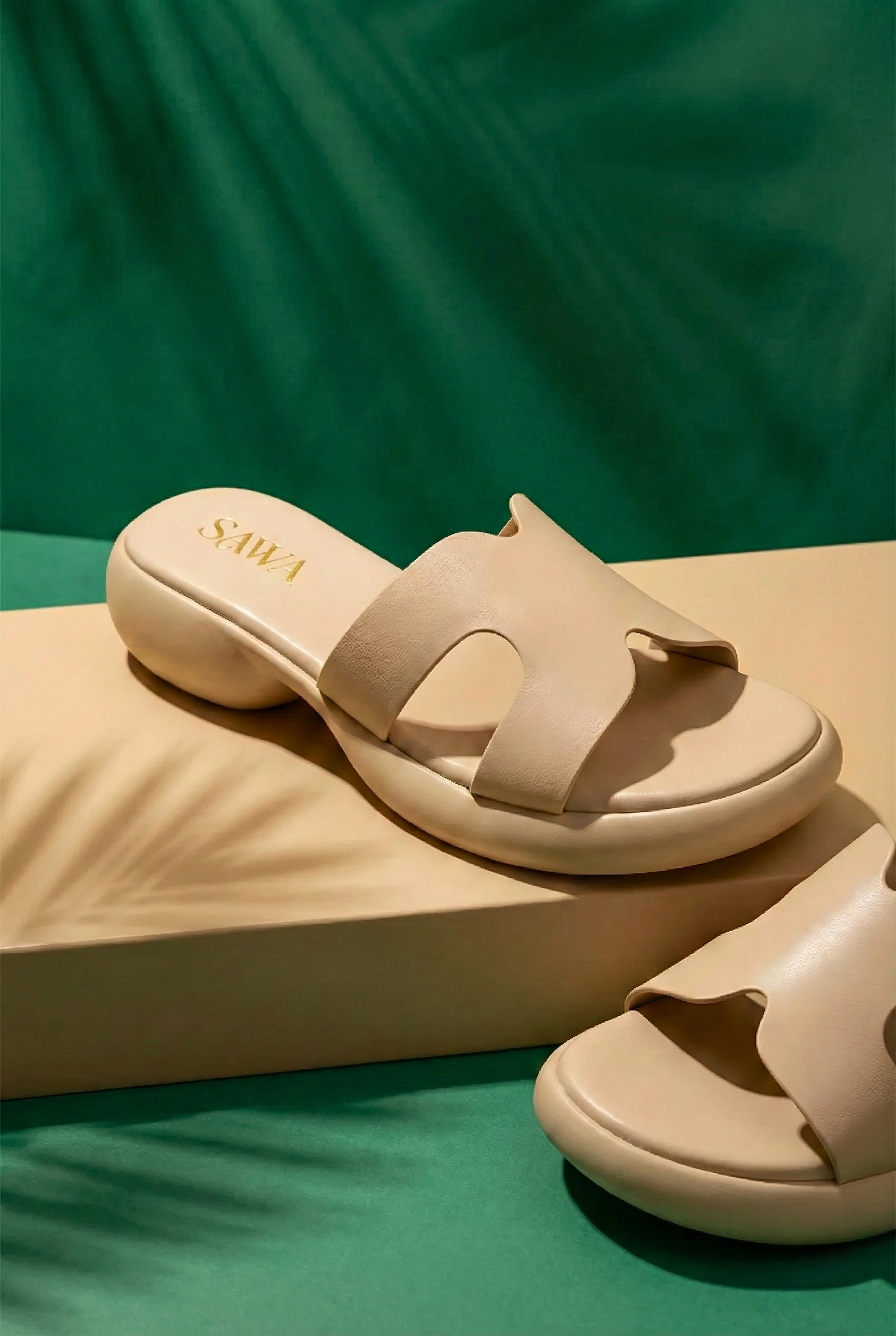 Sawa brand medicated soft-step sandals for women, stylish beige comfort footwear for daily casual wear.