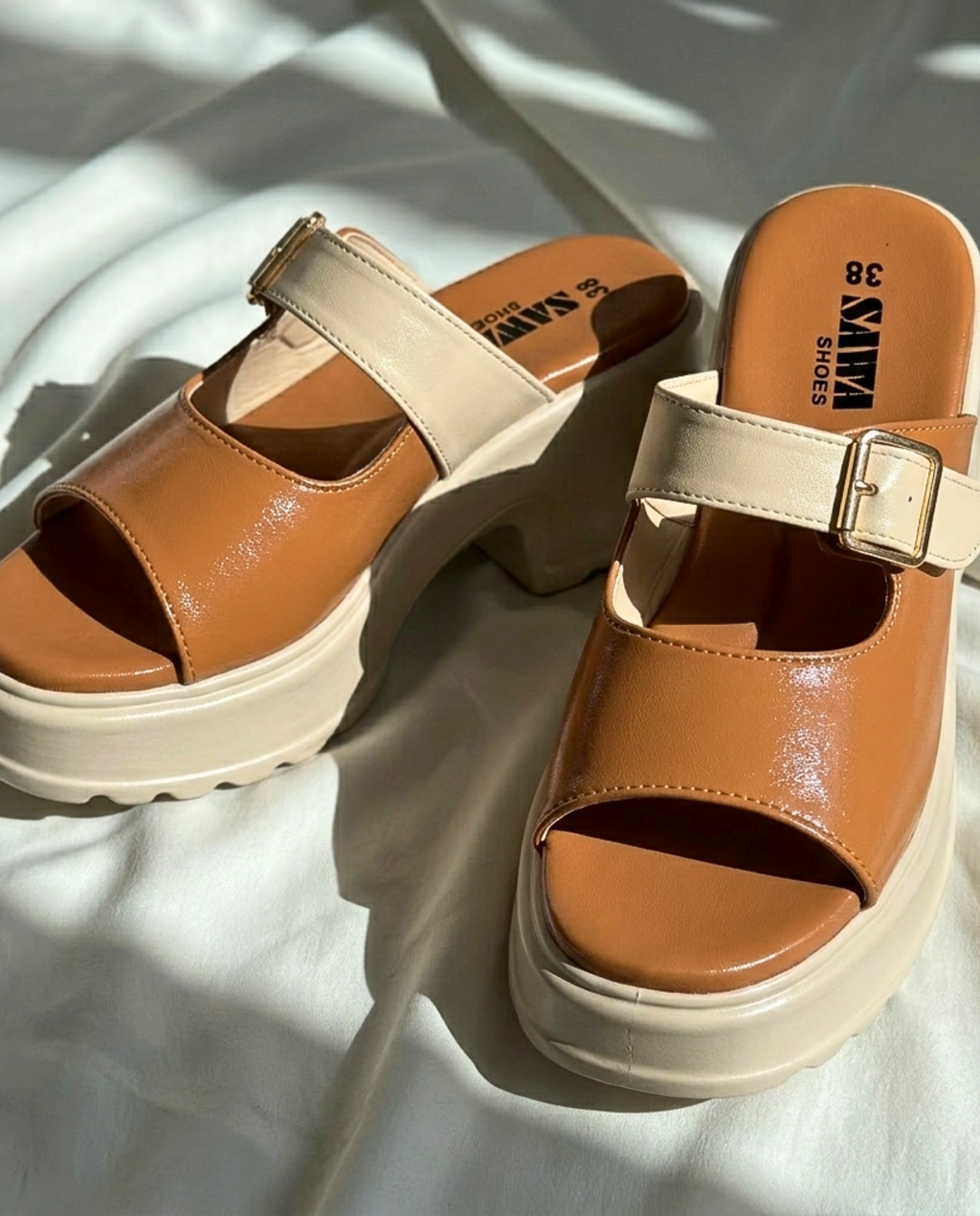 Tan Comfort Platform Sandals