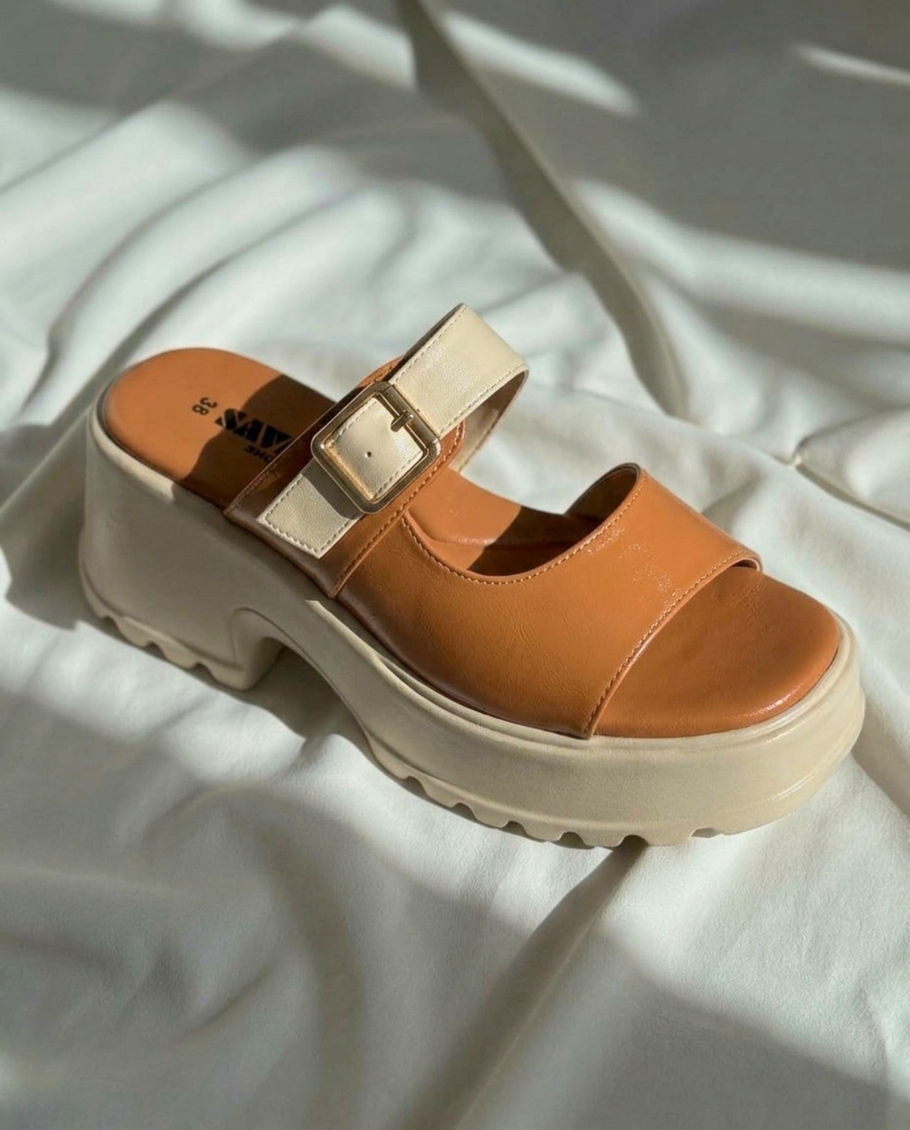 Tan Comfort Platform Sandals