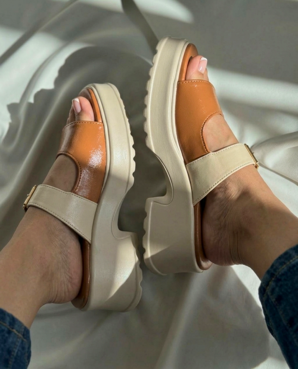Tan Comfort Platform Sandals