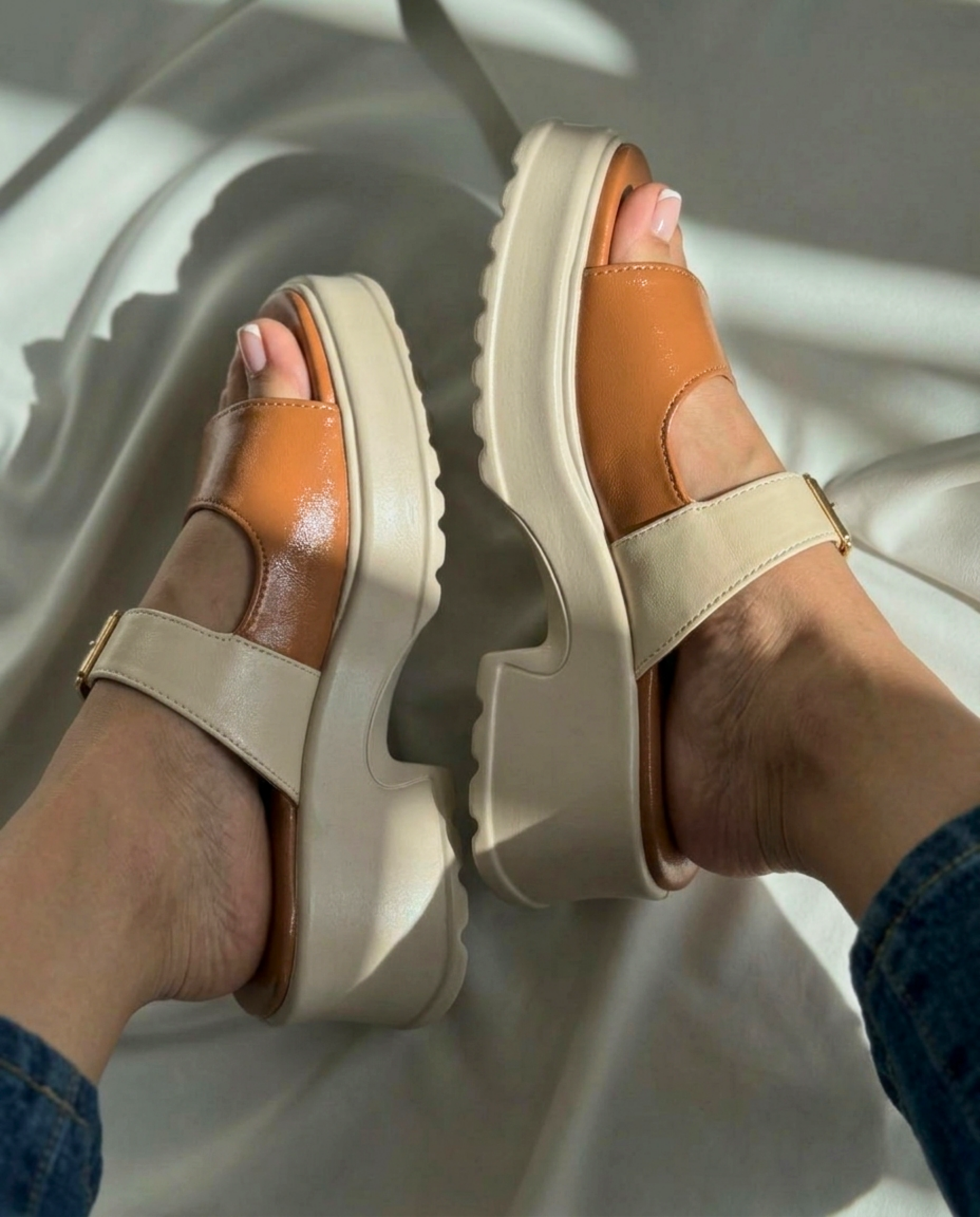 Tan Comfort Platform Sandals