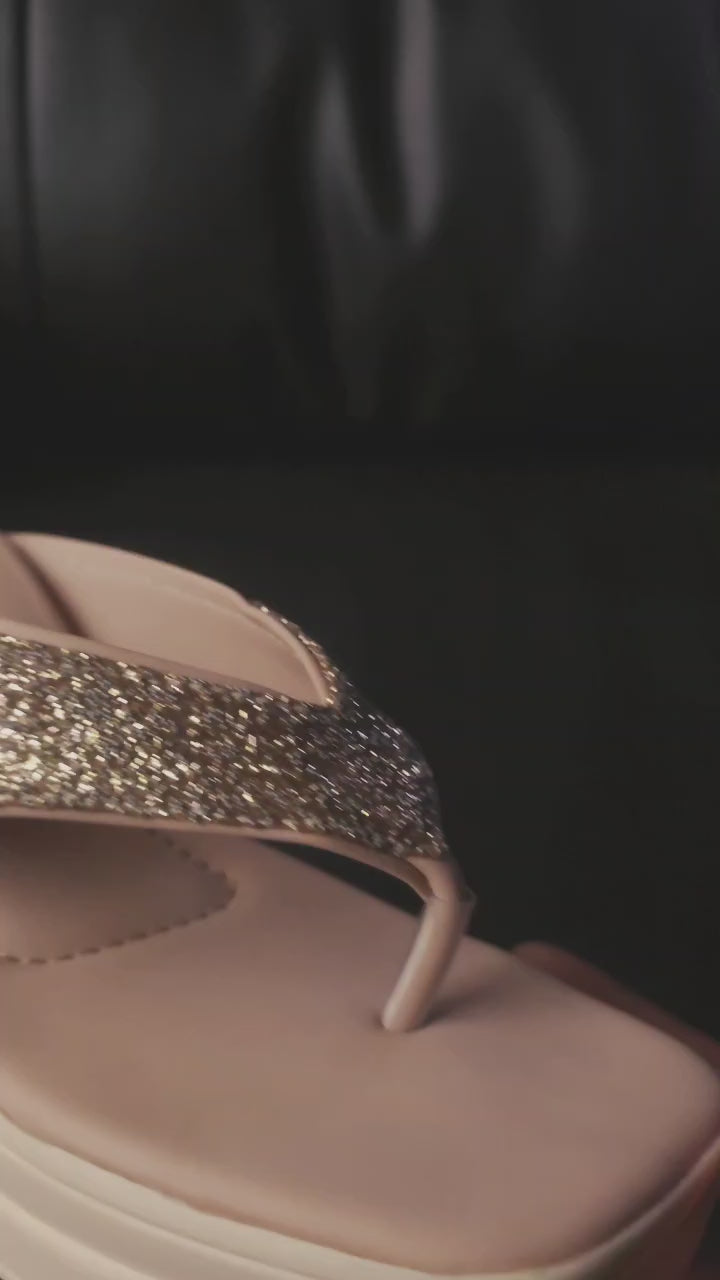 Blush Glitter Platform Heels B-05