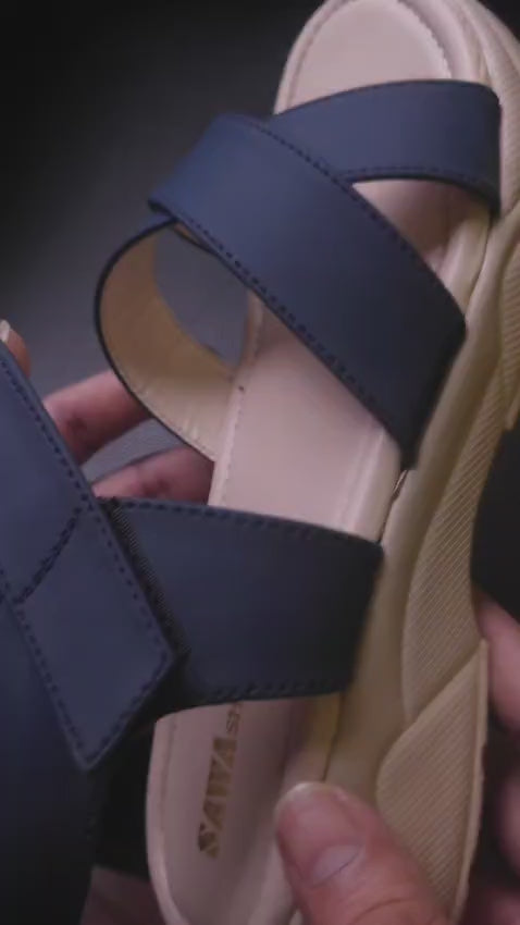 Navy Strapy Sport Platform Sandals 406 bl
