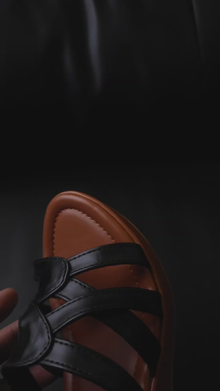 Plush Strappy Wedge Slides 720 BK