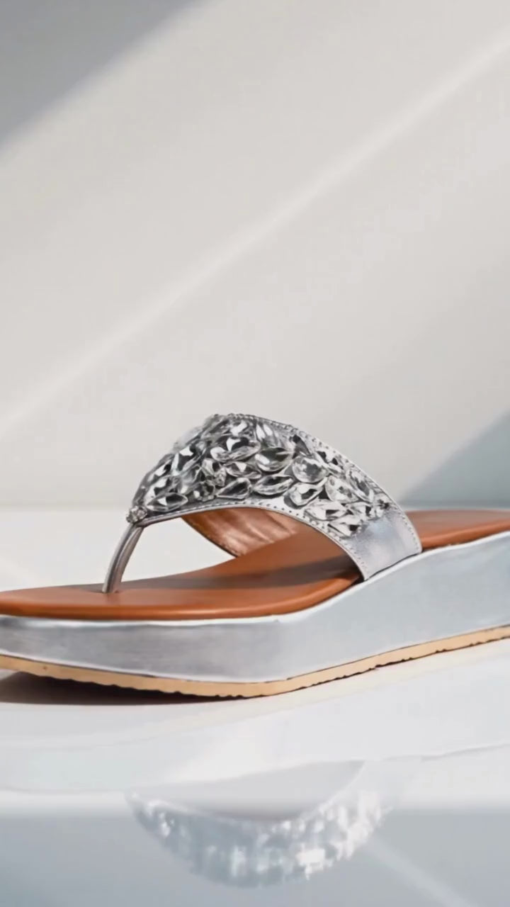 SILVER FORMAL WEDGES 716 S