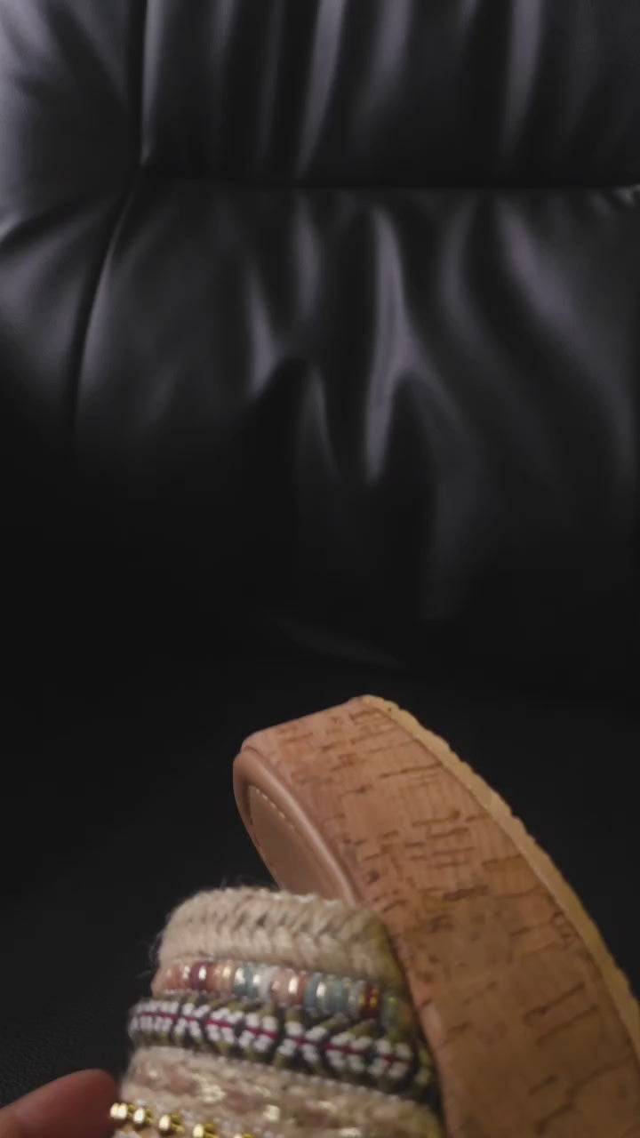 Embellished cork wedge sandals W703J