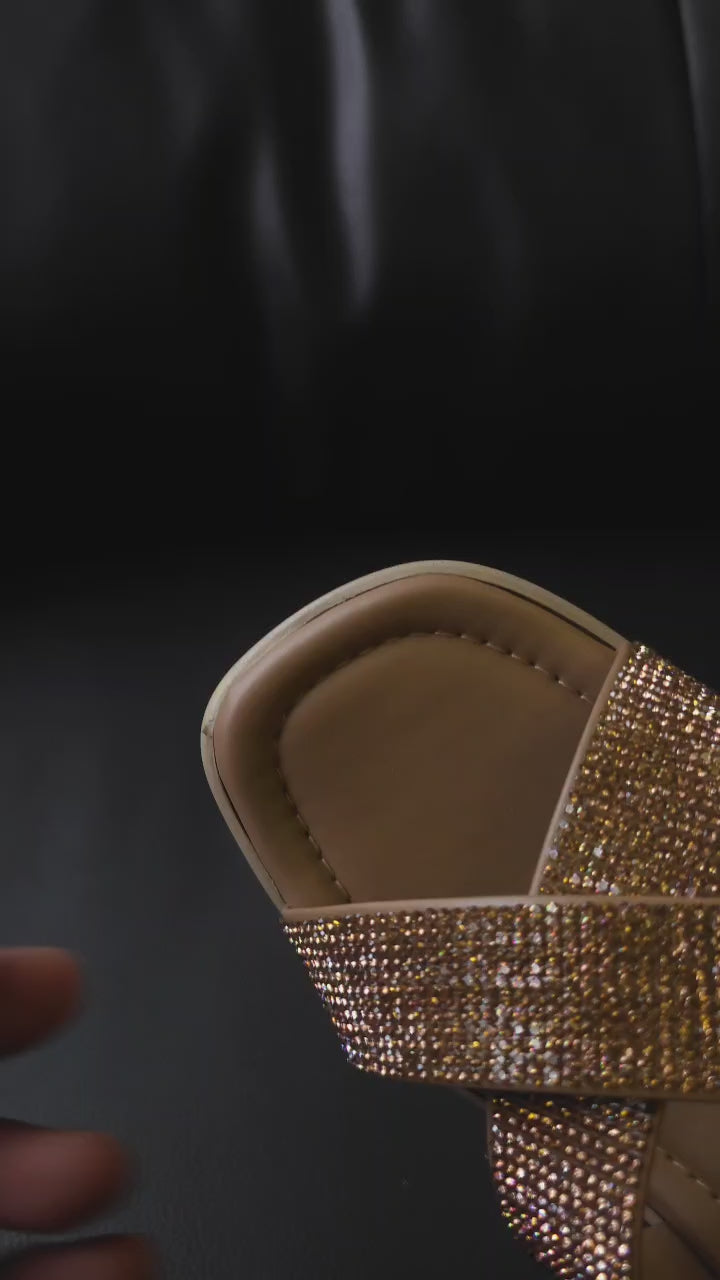 Sparkly Crisscross Block Heels 734 G