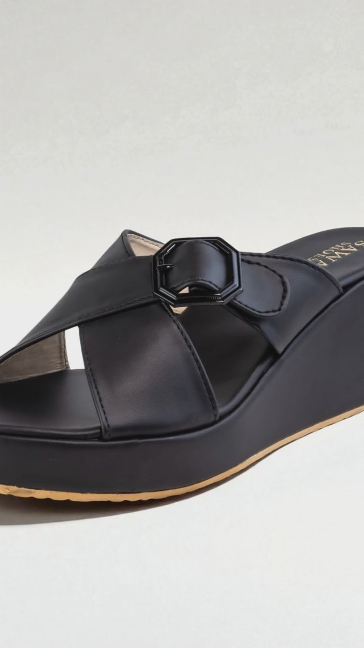 BLACK CASUAL WEDGES 738 BK