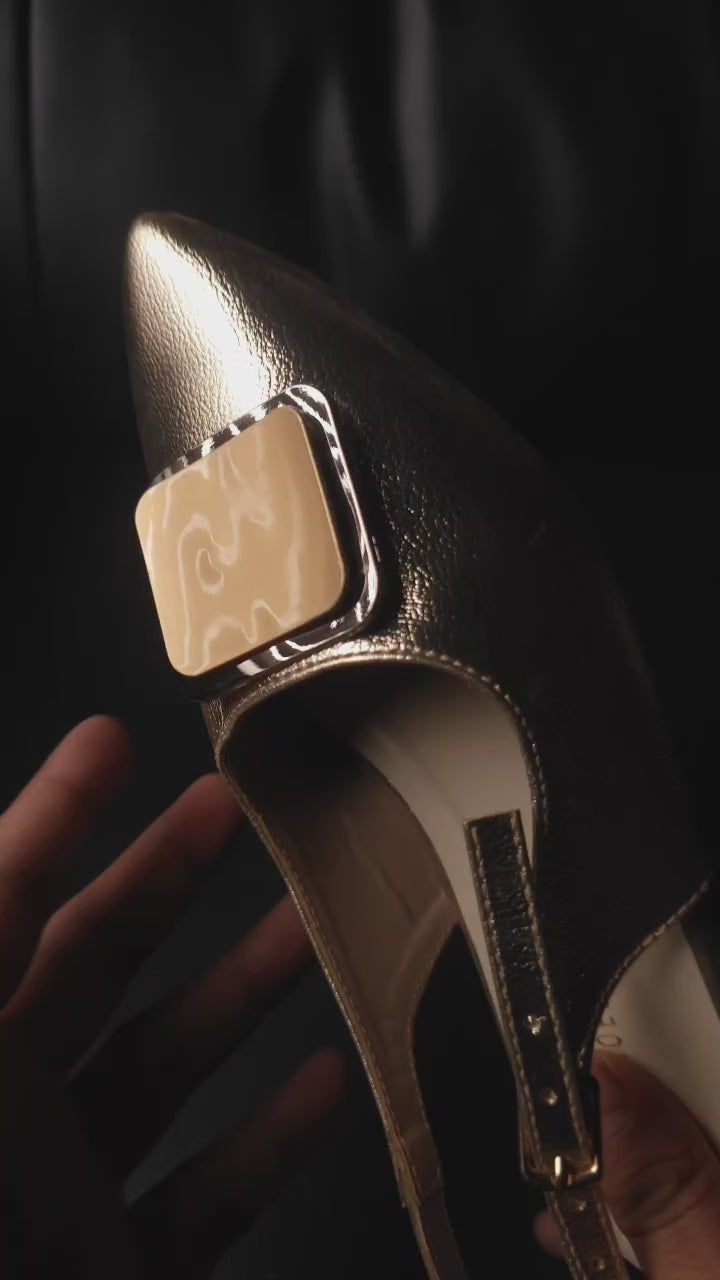 Gold Buckle Slingback Flats 102 G