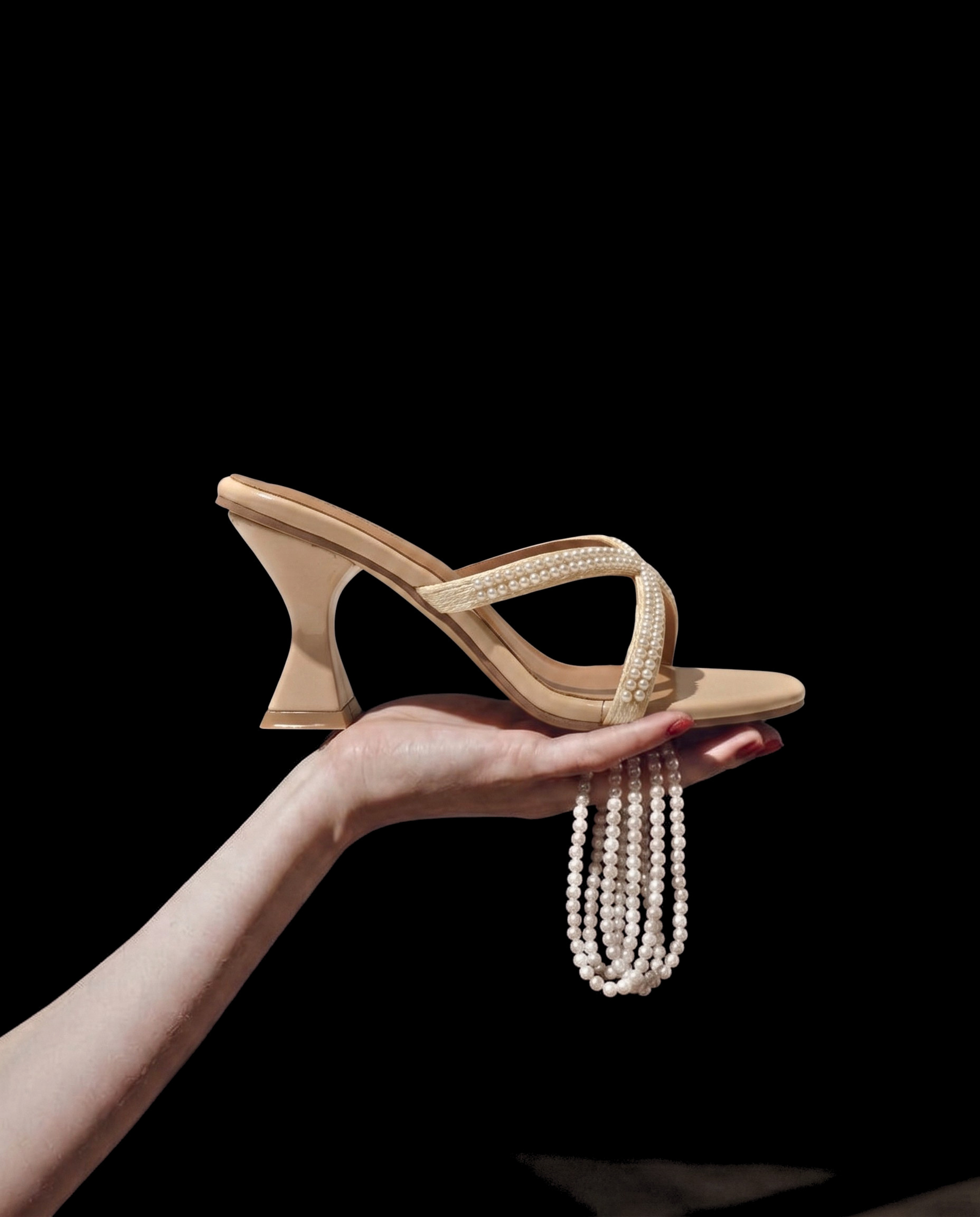 Pearl Embellished Sculptural Heels 507 F