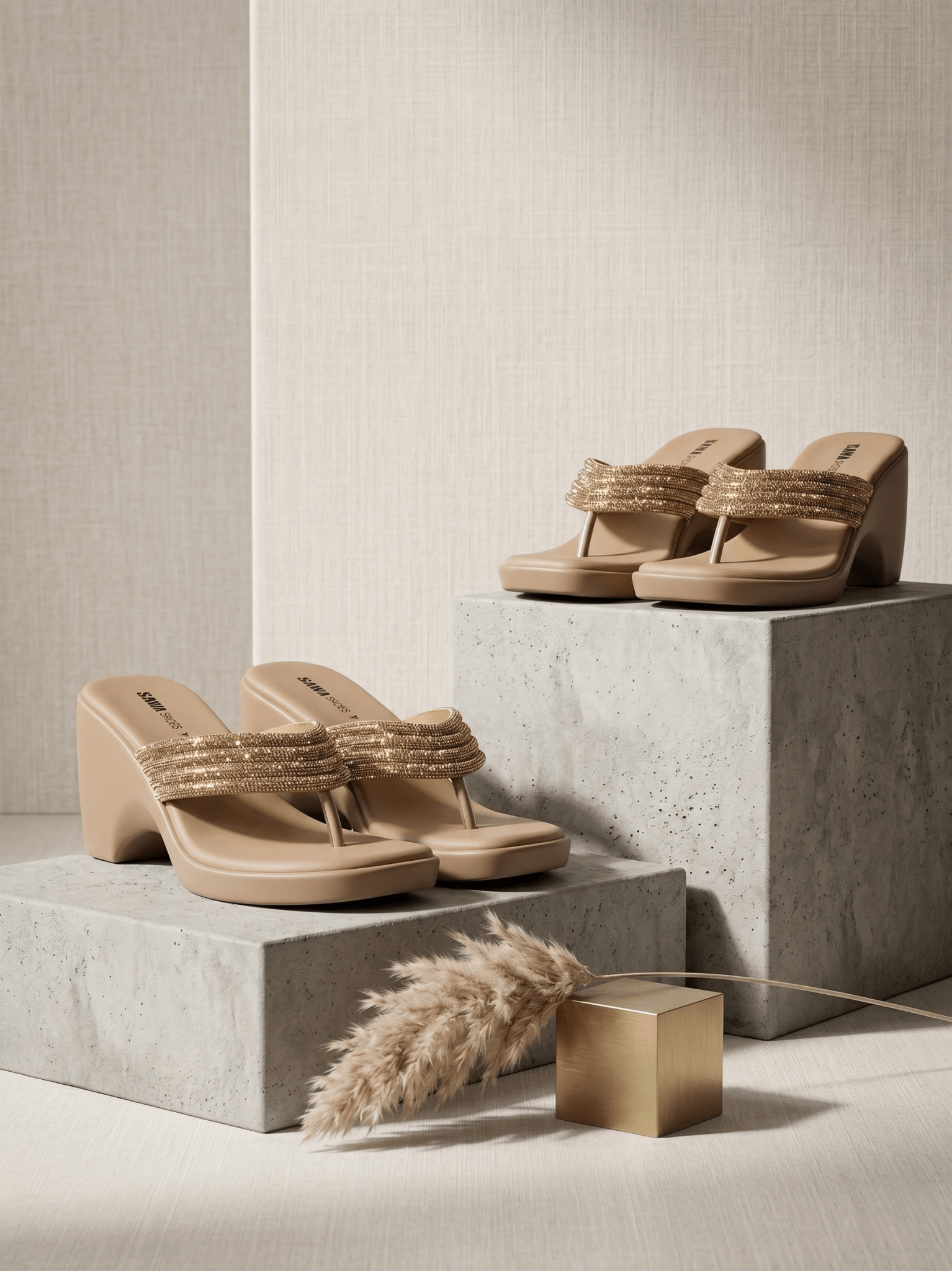 GOLD FORMAL WEDGES 536 G - Sawa.pkWomen footwear shoes affordable