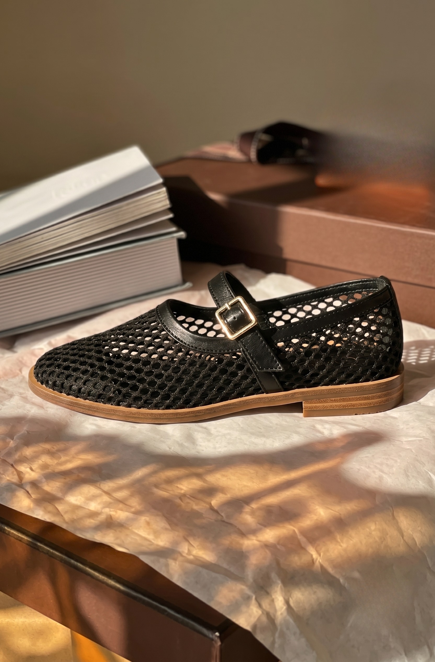 Mesh Mary Jane Flats 904 BK