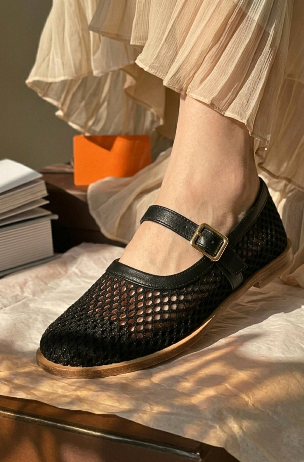 Mesh Mary Jane Flats 904 BK