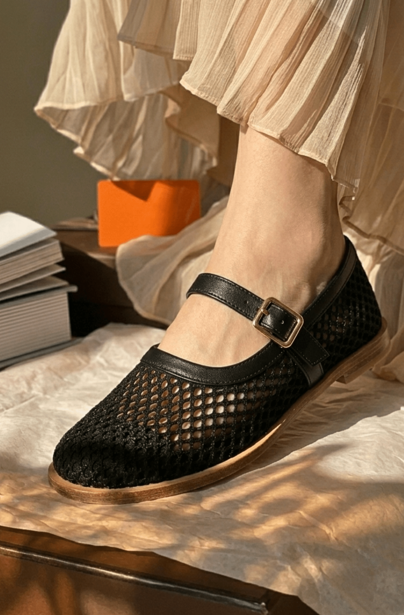 Mesh Mary Jane Flats 904 BK - Sawa.pkWomen footwear shoes affordable