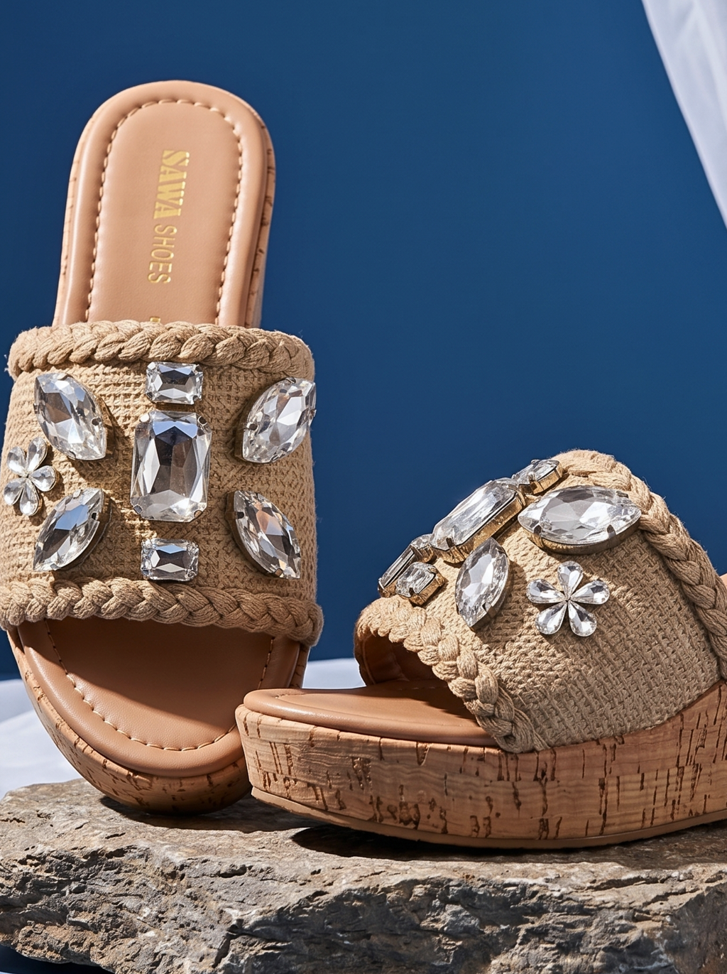 Crystal Embellished Wedge Sandals W798