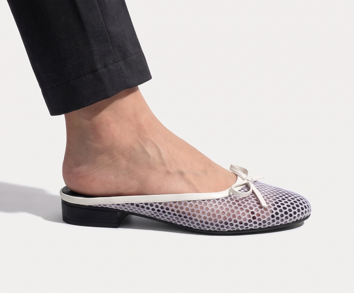 Mesh Bow Flat Mules 6729 W