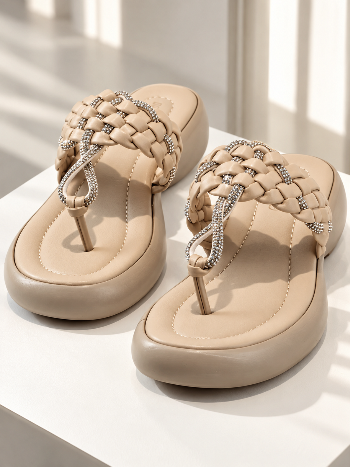 Beige Braided Slippers 432 F