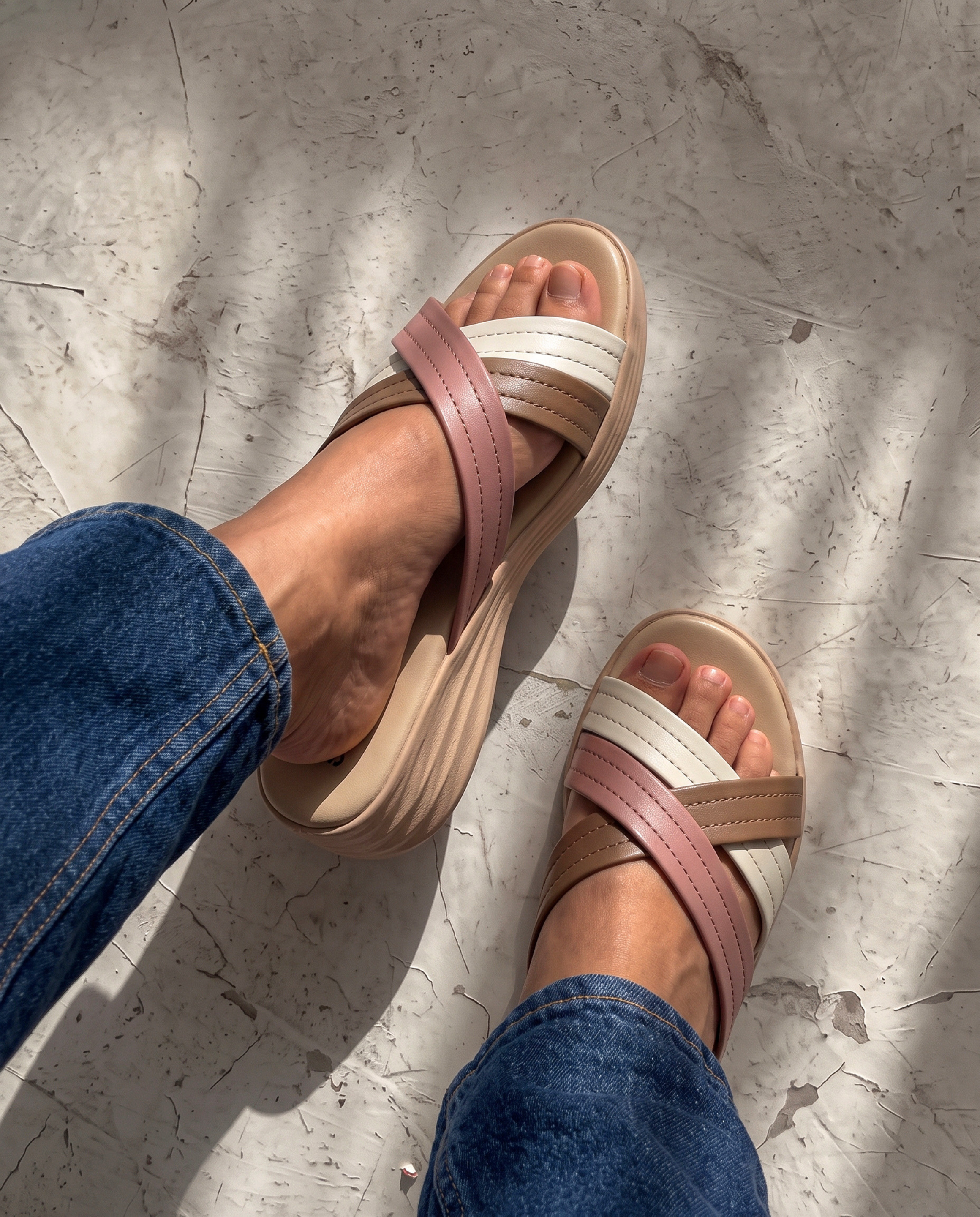 Pastel Cross Strap Slides SFT10