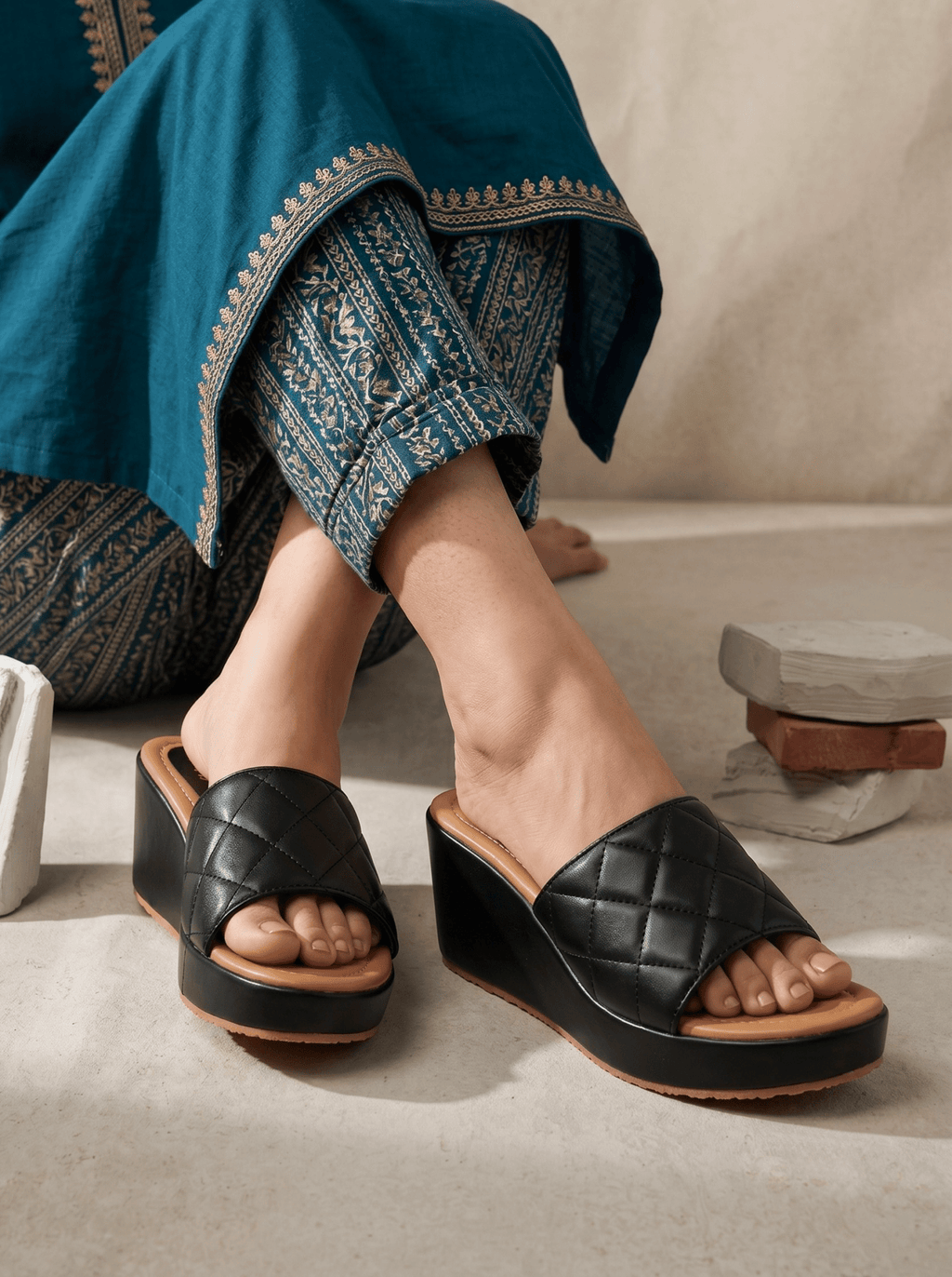 BLACK CASUAL WEDGES 741 BK - Sawa.pkWomen footwear shoes affordable