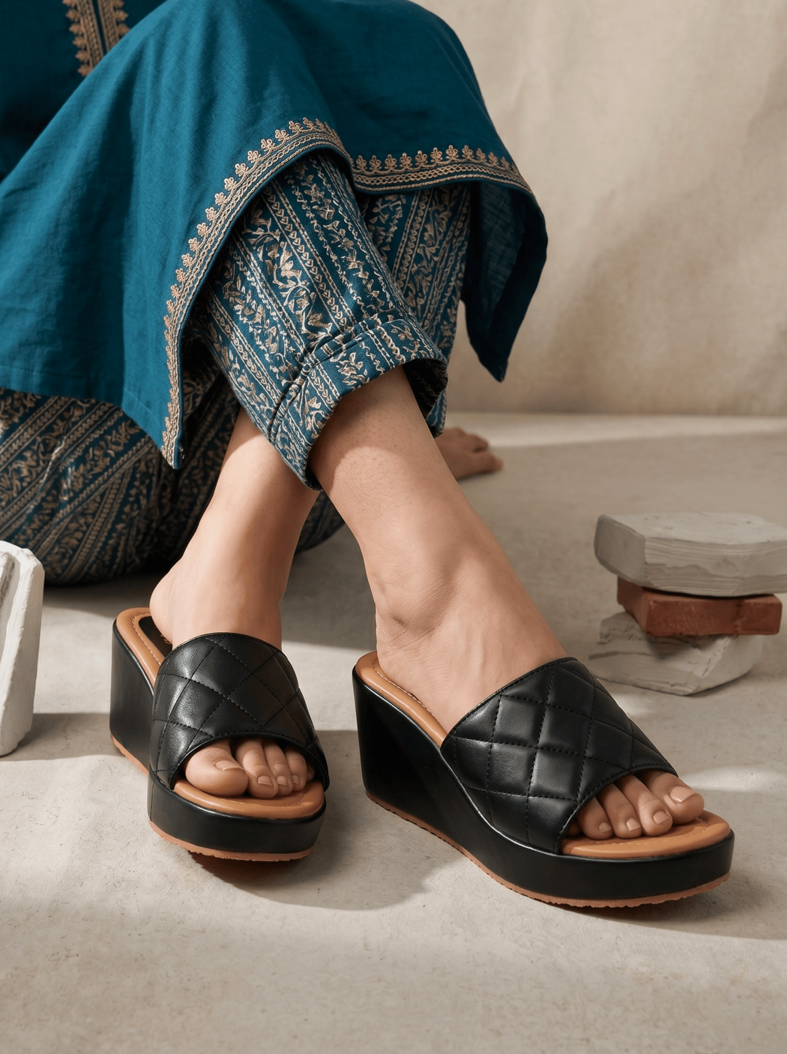 BLACK CASUAL WEDGES 741 BK - Sawa.pkWomen footwear shoes affordable