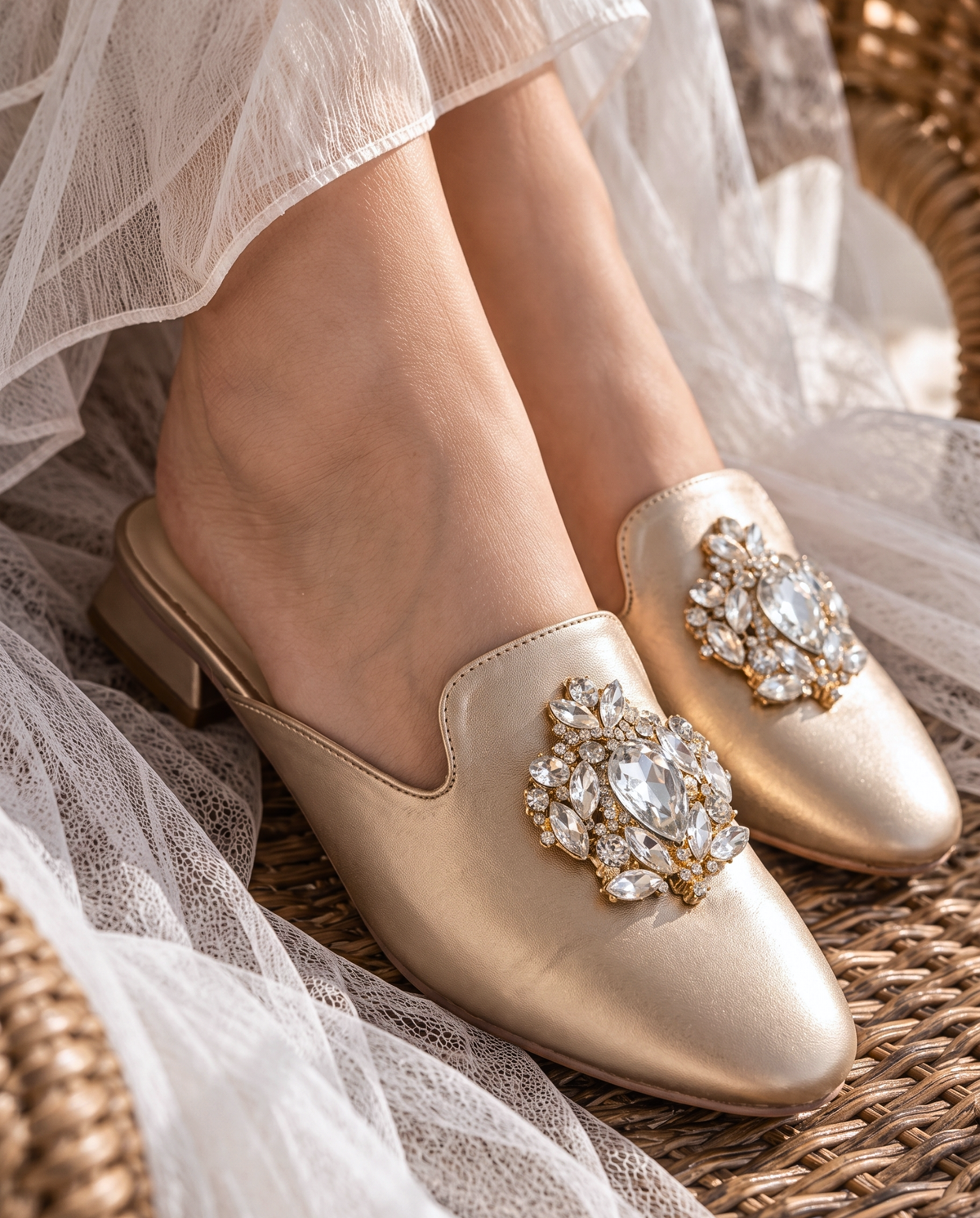 Crystal Embellished Flat Mules P120
