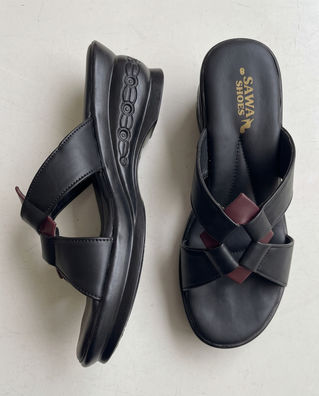 Black Casual Wedges 444 Bk