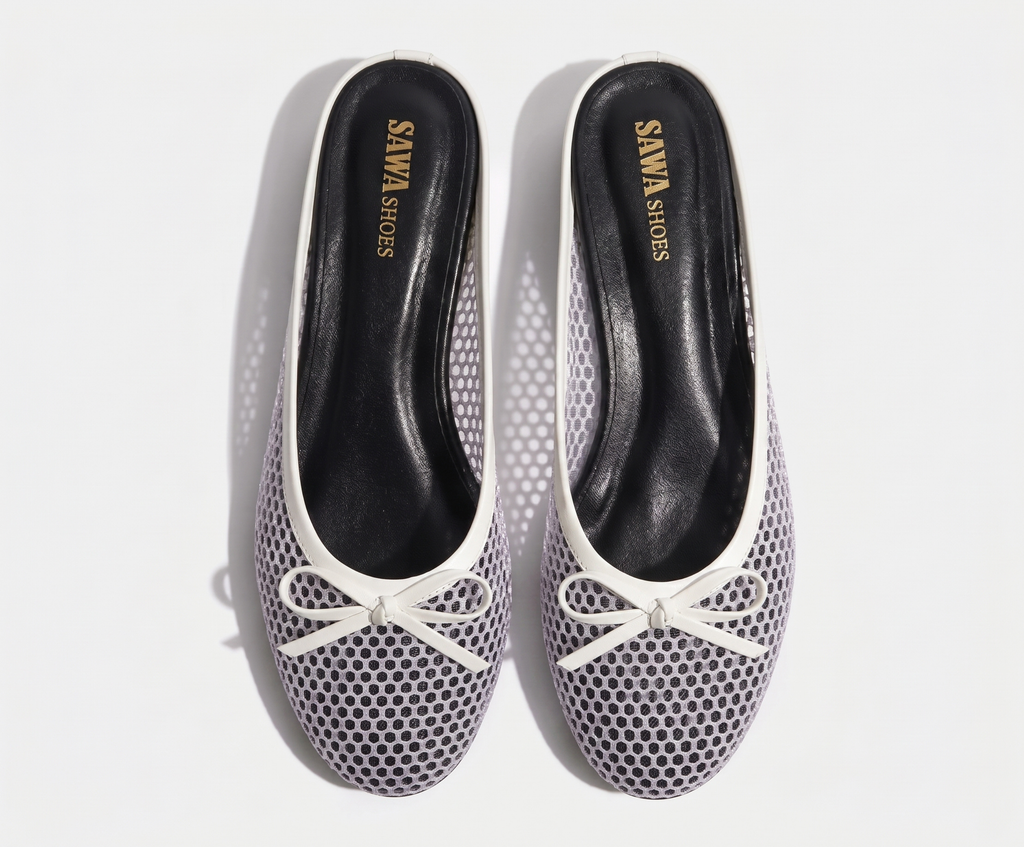 Mesh Bow Flat Mules 6729 W