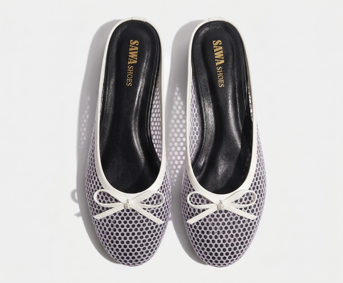Mesh Bow Flat Mules 6729 W