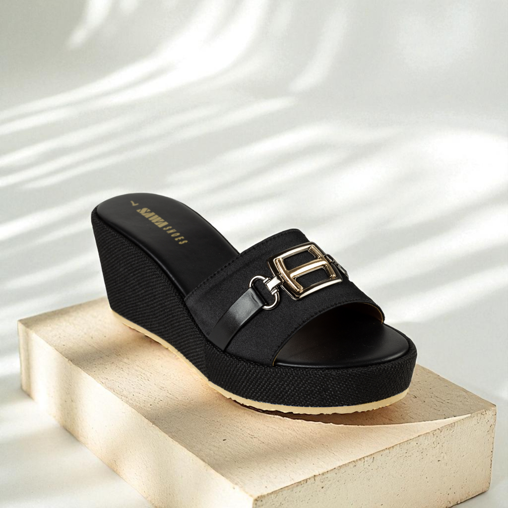 BLACK CASUAL WEDGES 709Bk