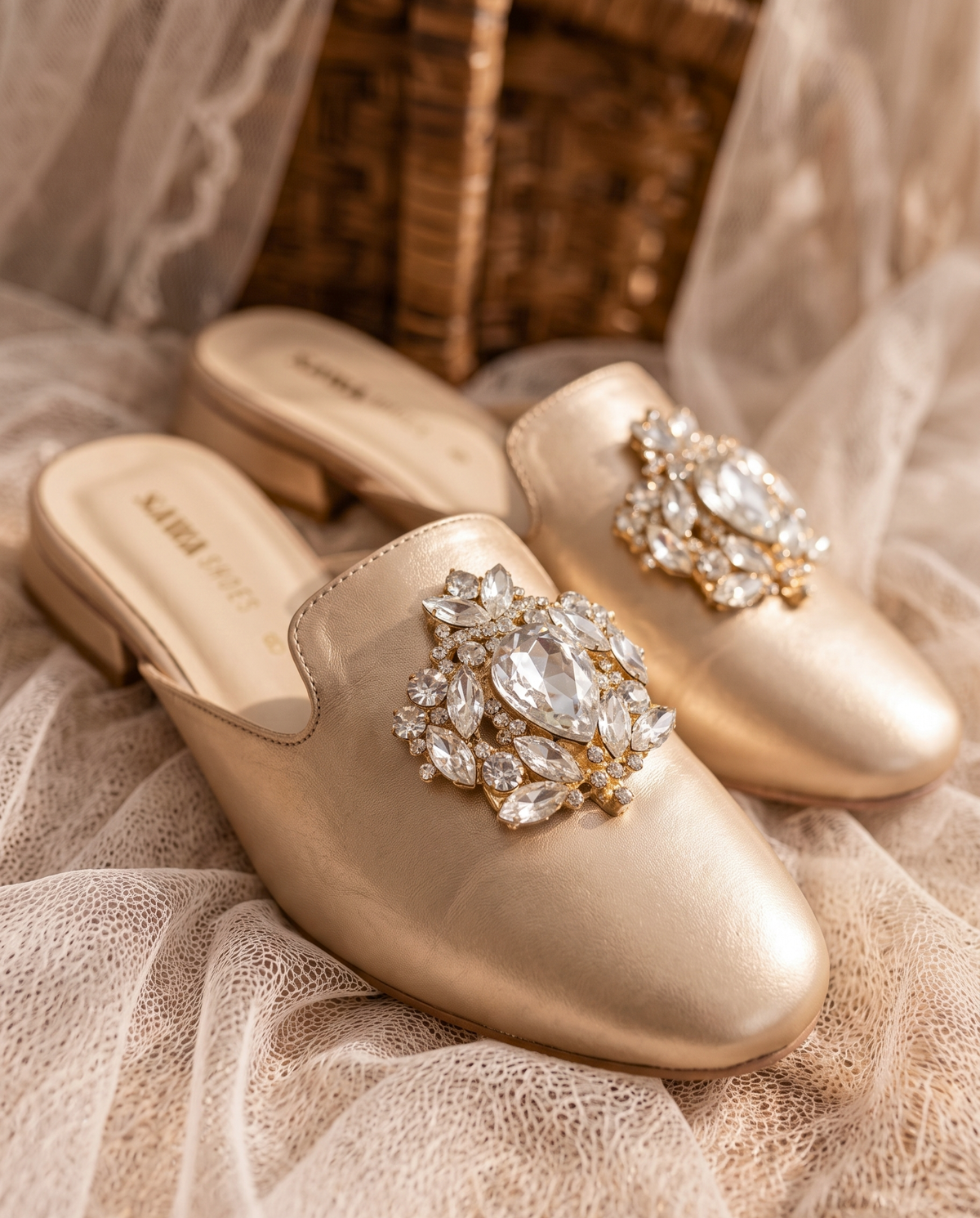Crystal Embellished Flat Mules P120