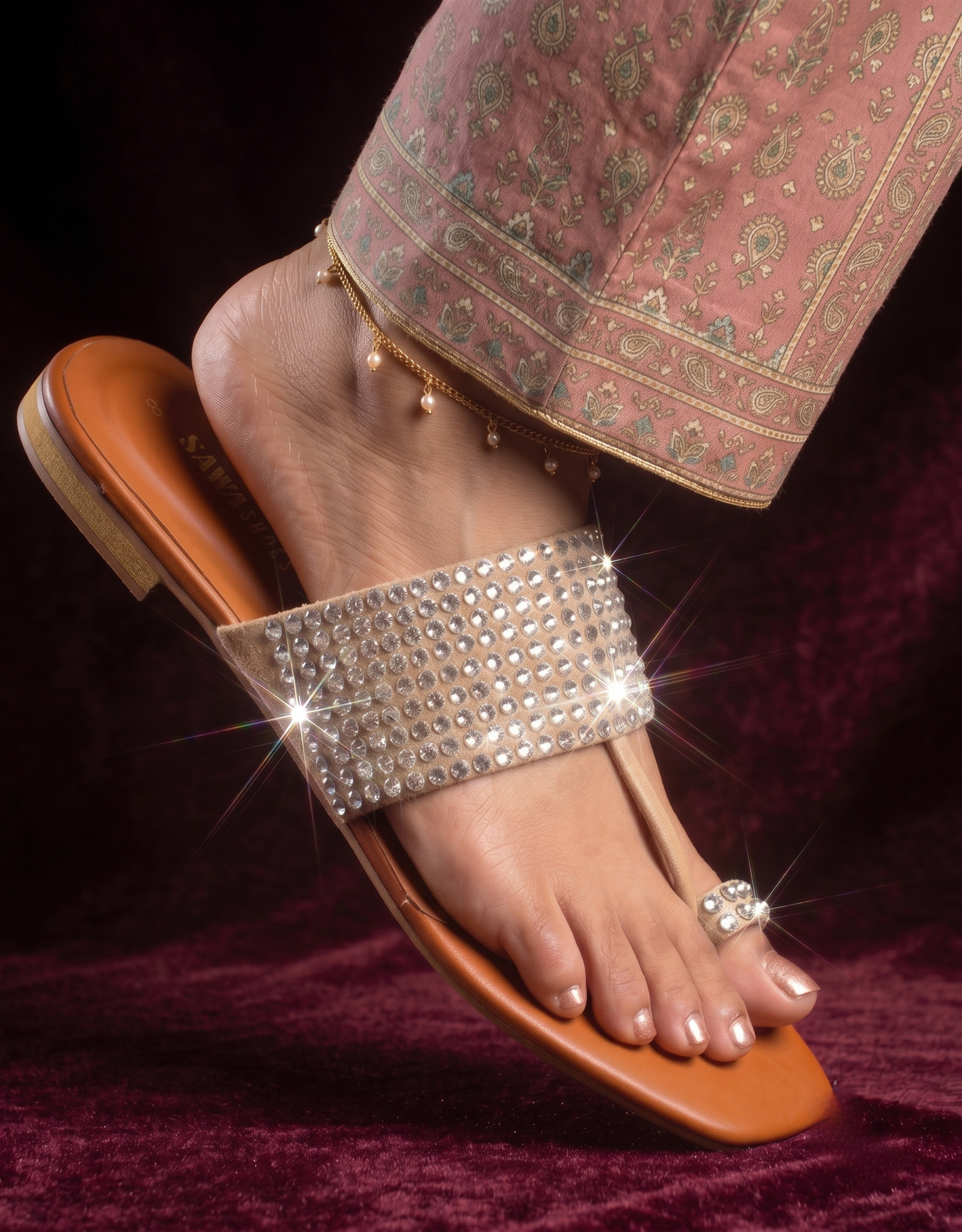 Sparkly Rhinestone Kolhapuri 301 BG